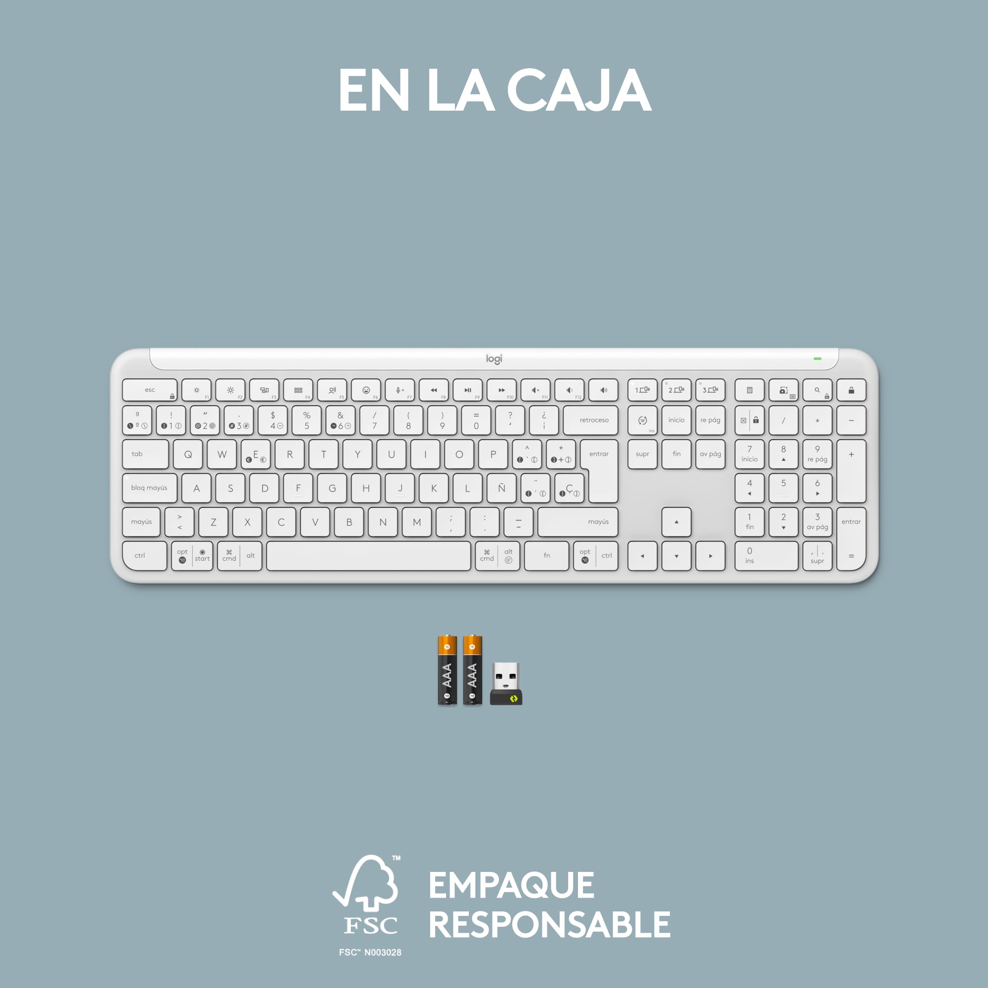 TECLADO LOGITECH SLIM SILENT K950 WIRELESS BOLT/BLUETOOTH SP WHITE - 2