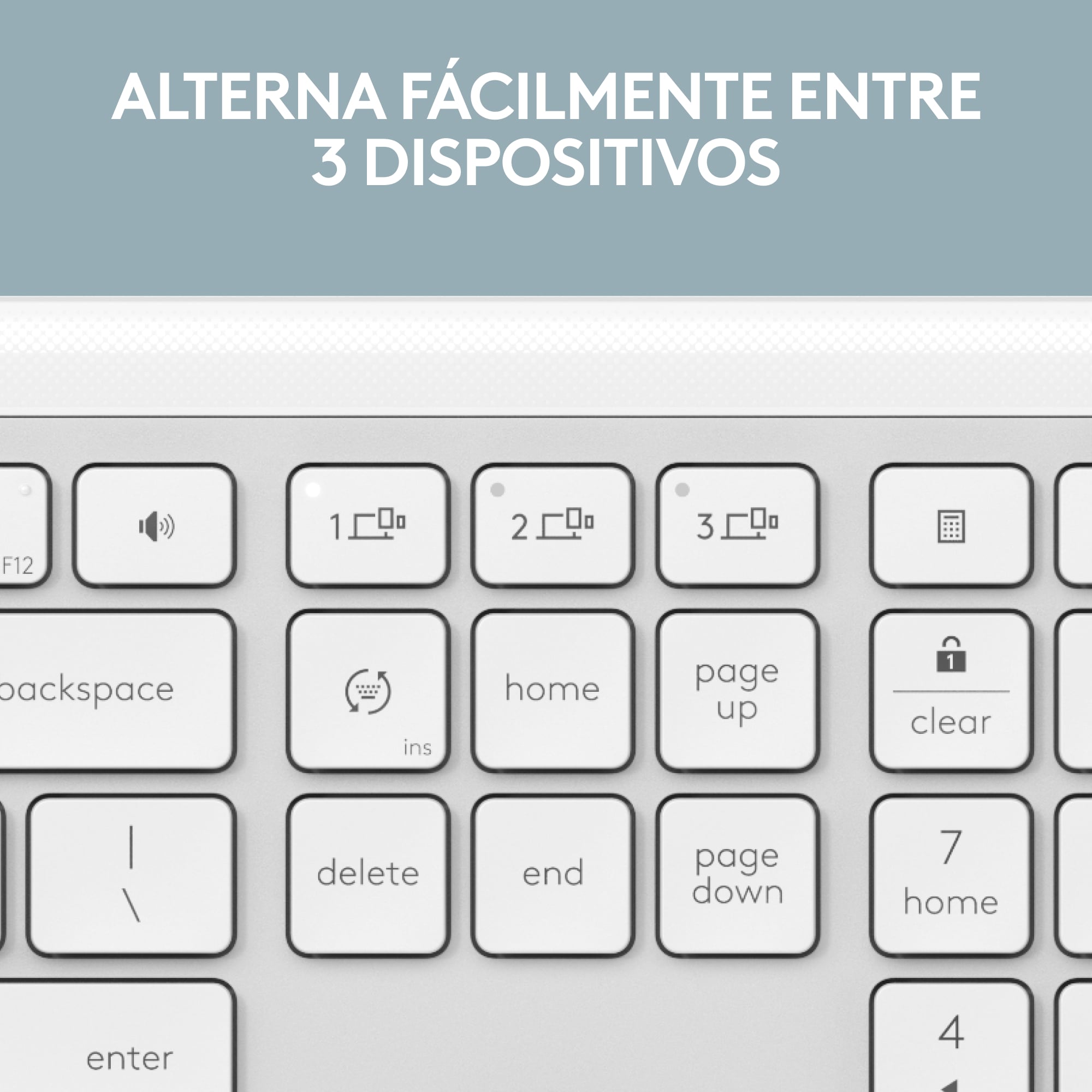 TECLADO LOGITECH SLIM SILENT K950 WIRELESS BOLT/BLUETOOTH SP WHITE - 3