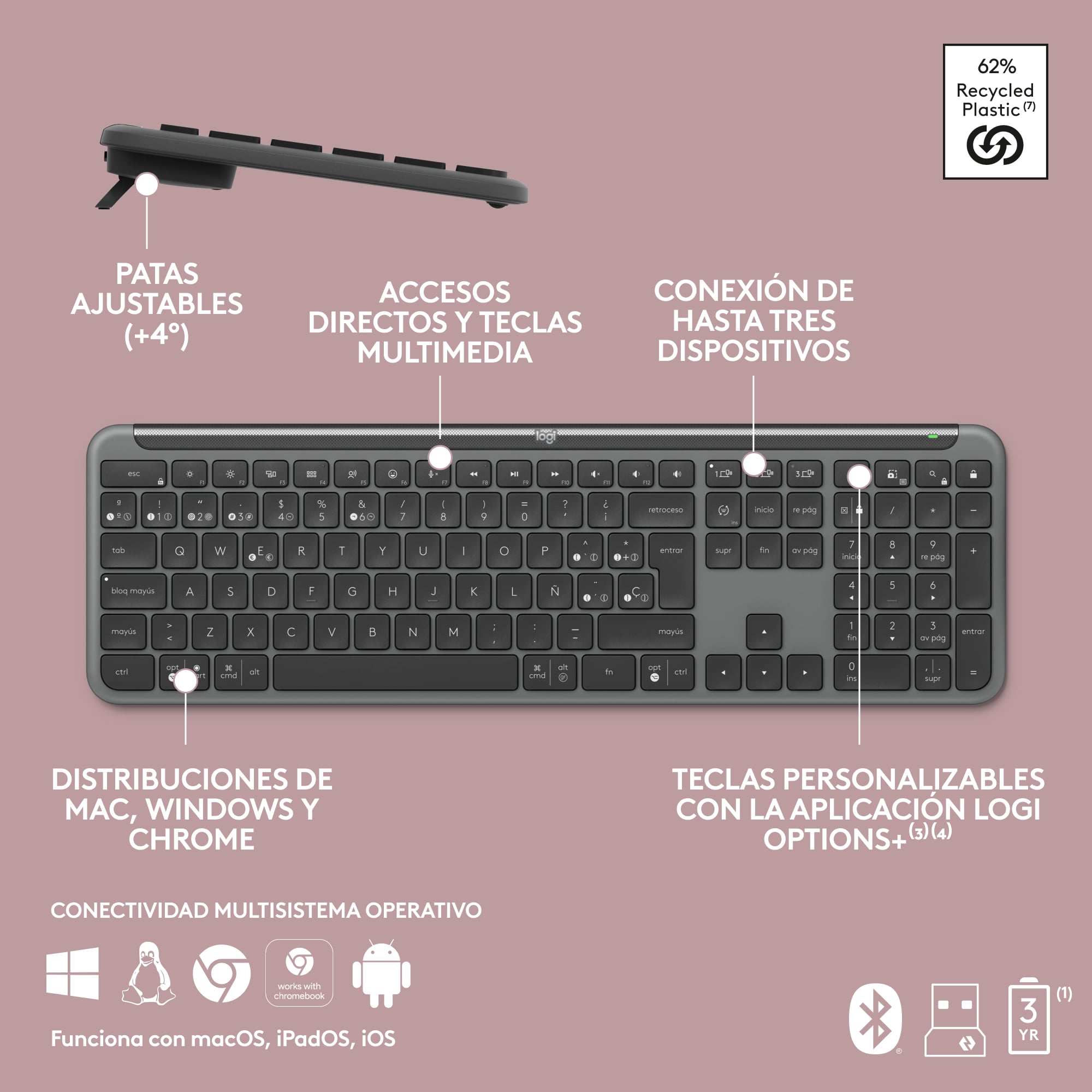 Teclado Inalámbrico Logitech Signature Slim K950 Negro - 8