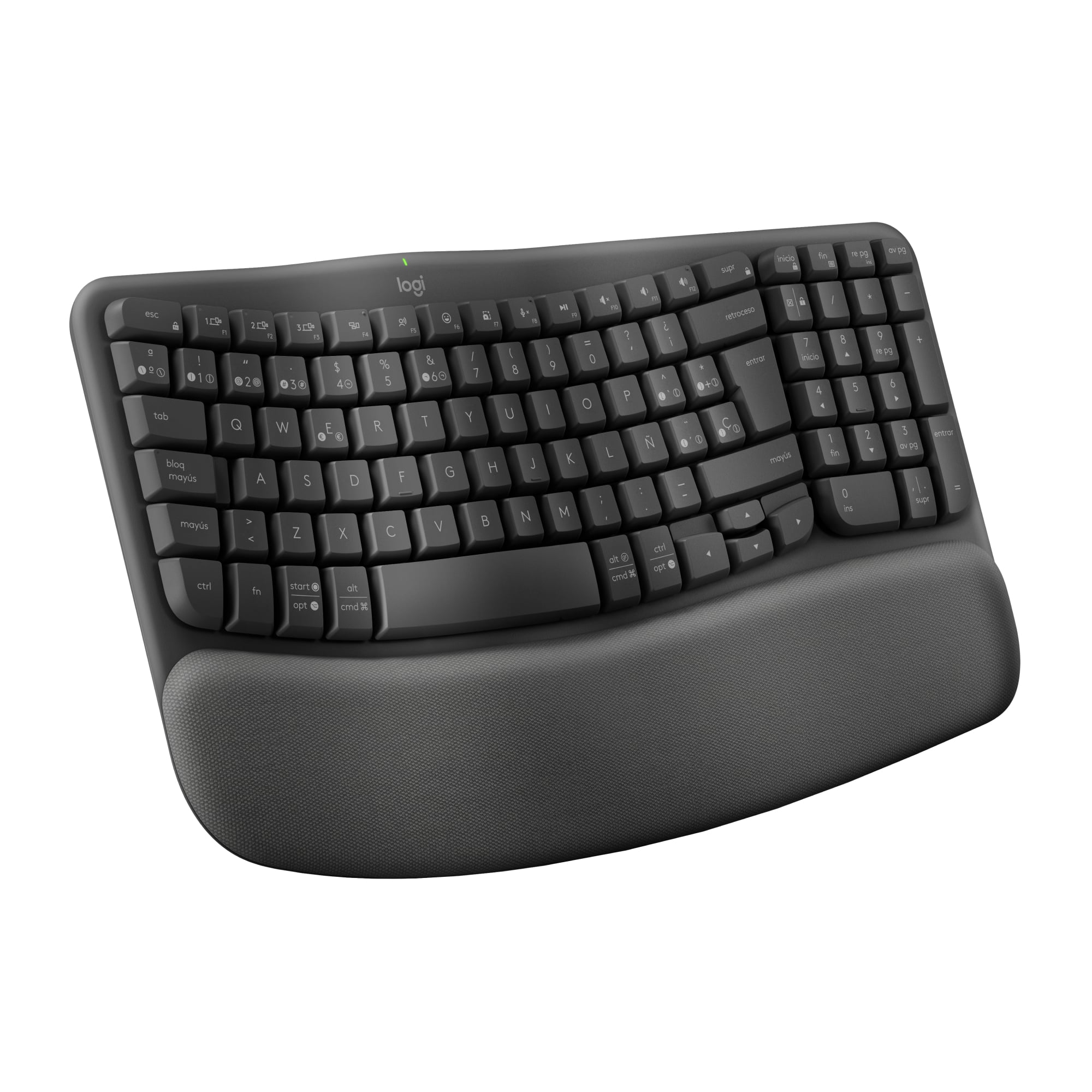 Teclado Ergonómico Inalámbrico Logitech Wave Keys con reposamanos Negro - 1