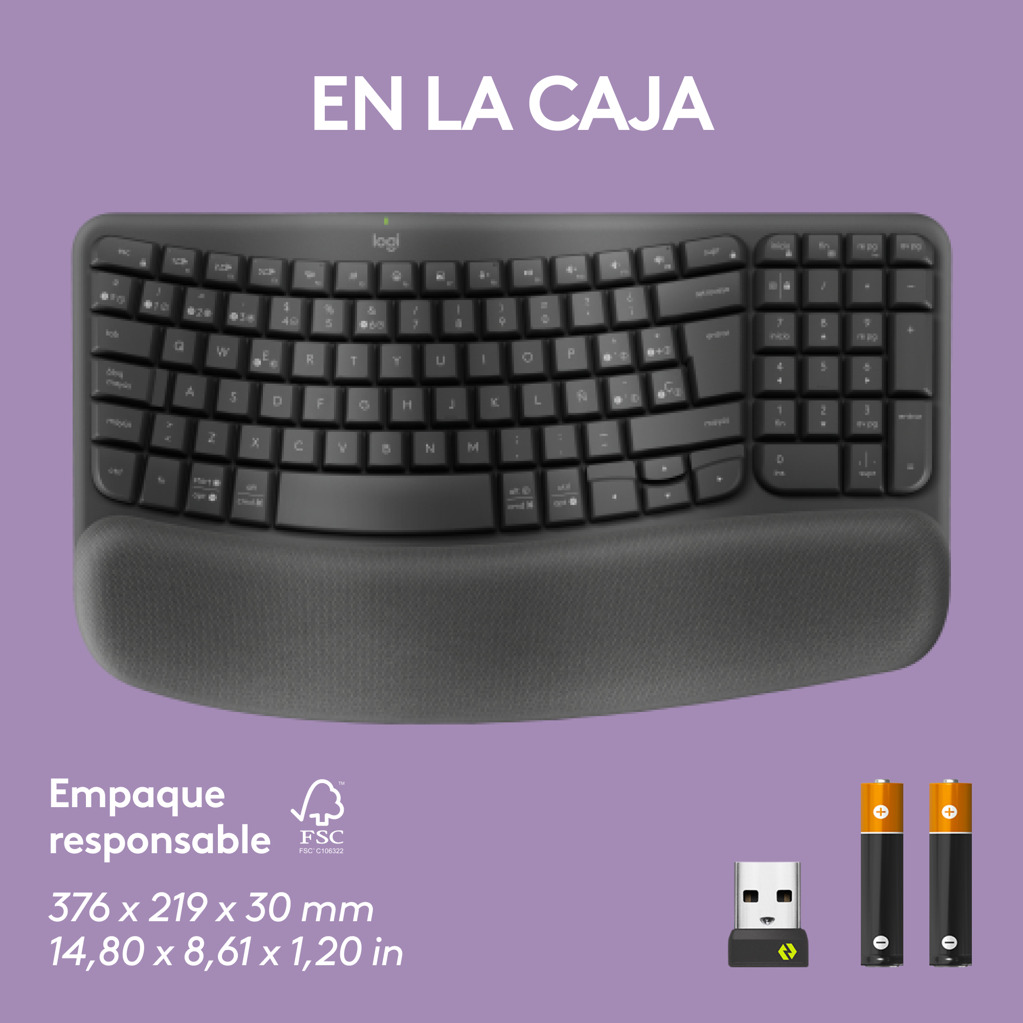 Teclado Ergonómico Inalámbrico Logitech Wave Keys con reposamanos Negro - 9