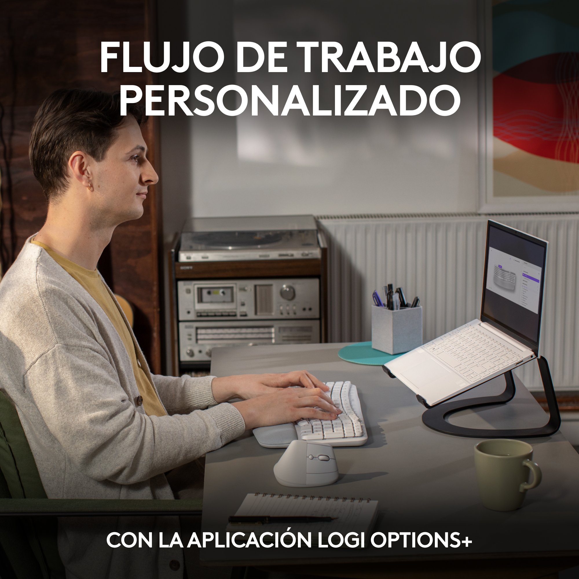 Teclado Ergonómico Inalámbrico Logitech Wave Keys con reposamanos Blanco - 6