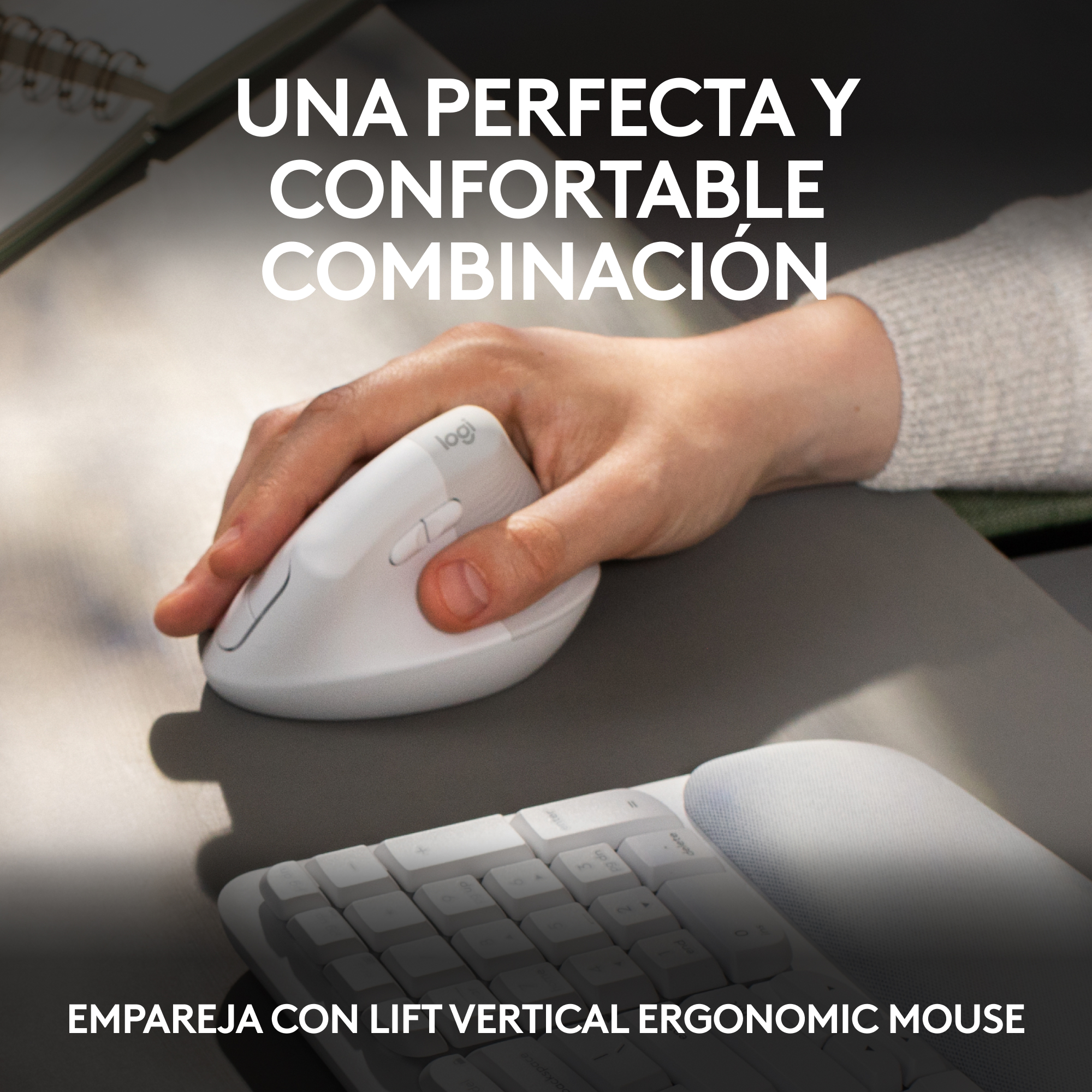 Teclado Ergonómico Inalámbrico Logitech Wave Keys con reposamanos Blanco - 7