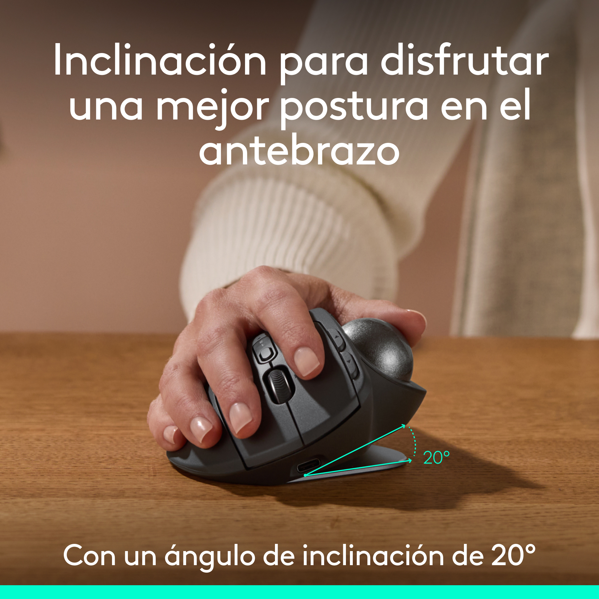 Mouse Trackball inalámbrico avanzado MX Ergo S Negro - 3