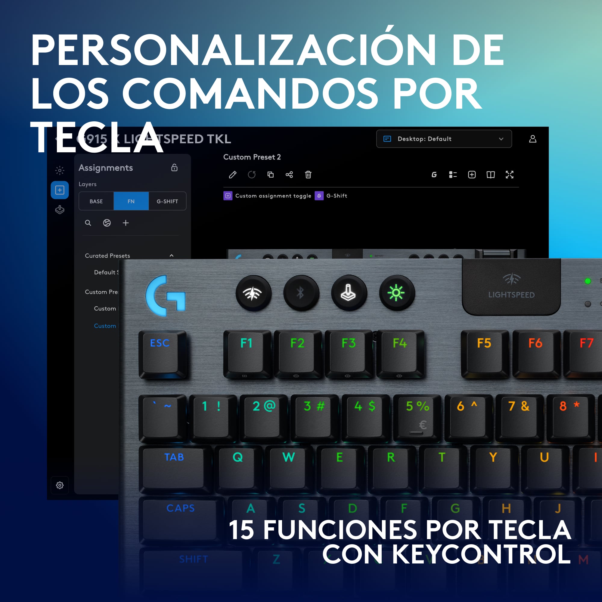 Teclado inalámbrico Logitech G915 X LIGHTSPEED TKL para juegos Negro - 3