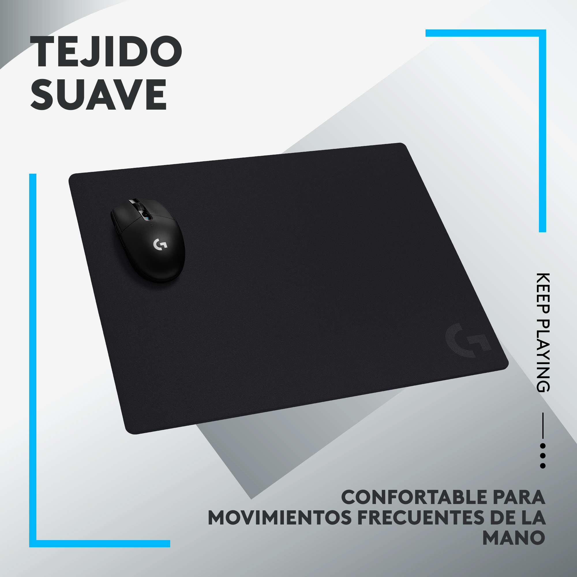 Almohadilla Gruesa y Grande para Mouse Logitec G740 para Juegos Negro - 3