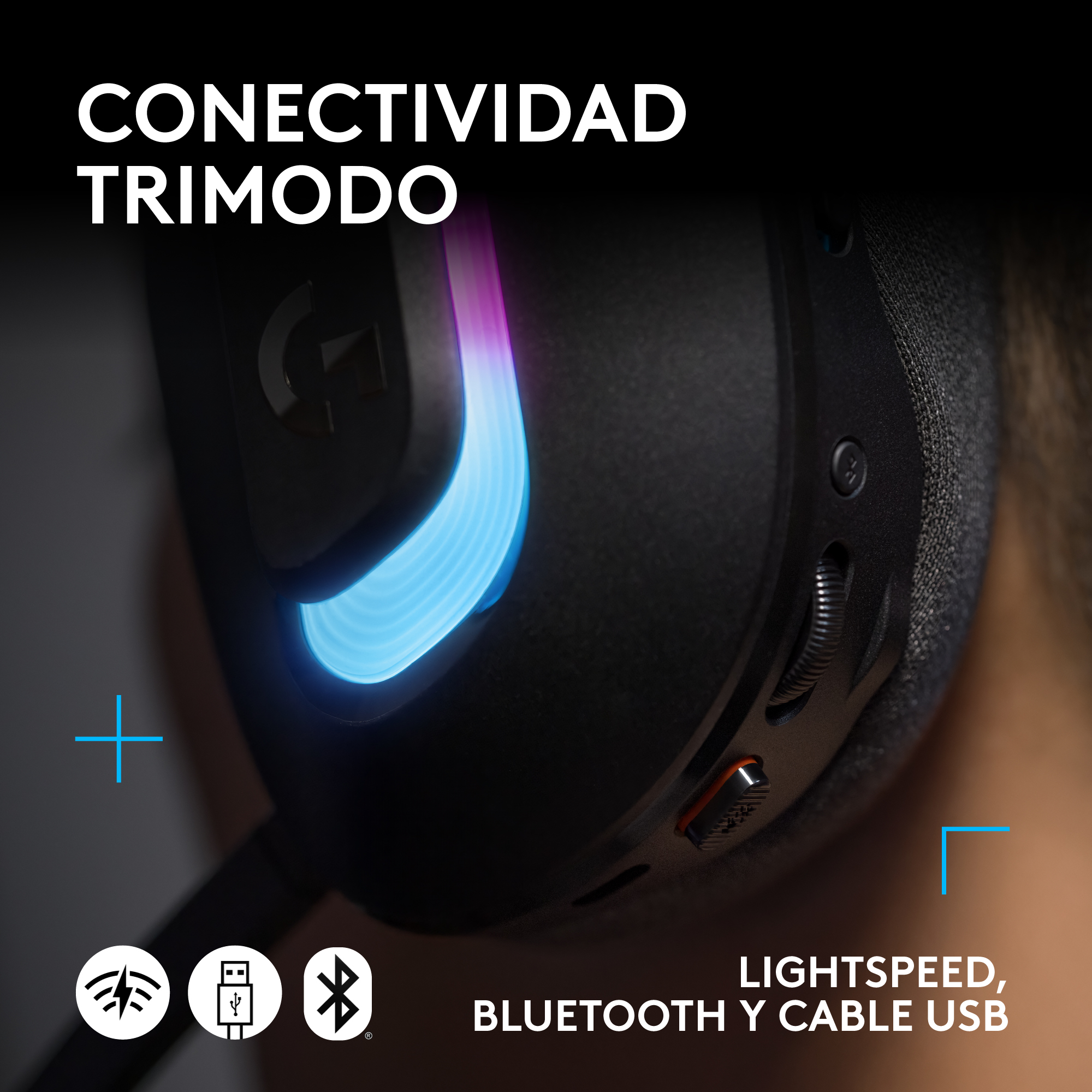Audífonos inalámbricos G522 LIGHTSPEED para juegos gaming con LIGHTSYNC RGB Negro - 4