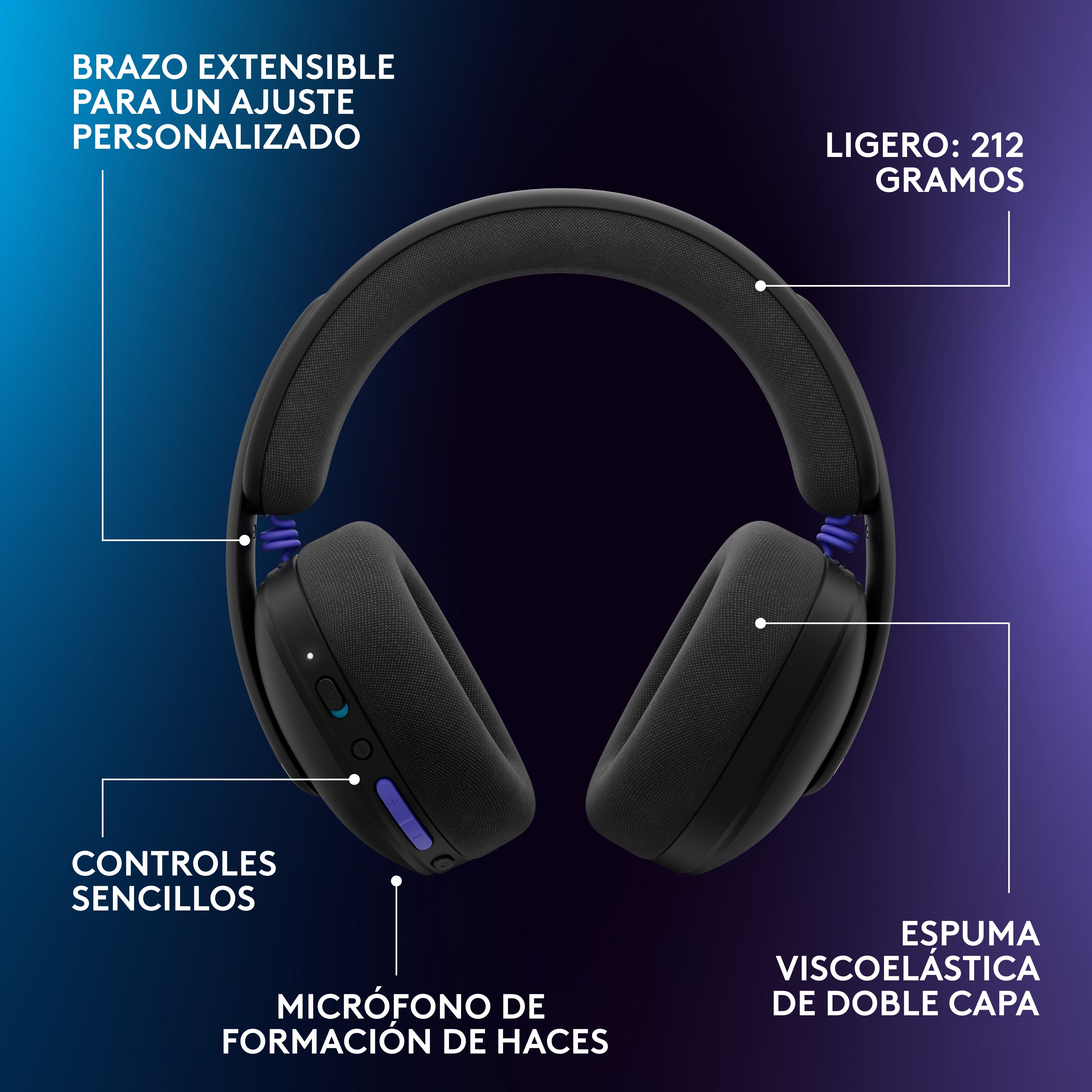 Audífonos con micrófono inalámbricos G325 LIGHTSPEED para juegos Negro - 8