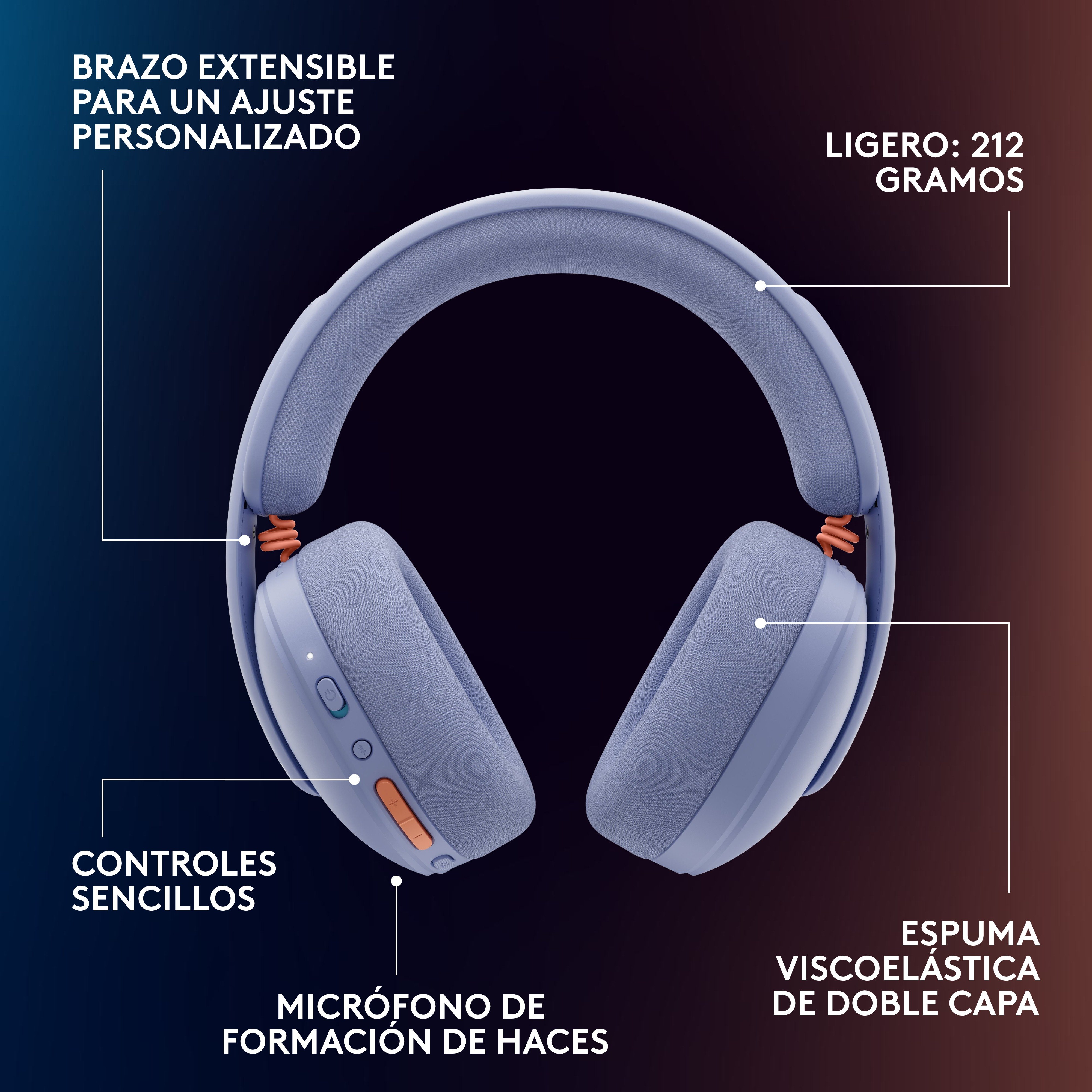 Audífonos con micrófono inalámbricos G325 LIGHTSPEED para juegos Lila - 8
