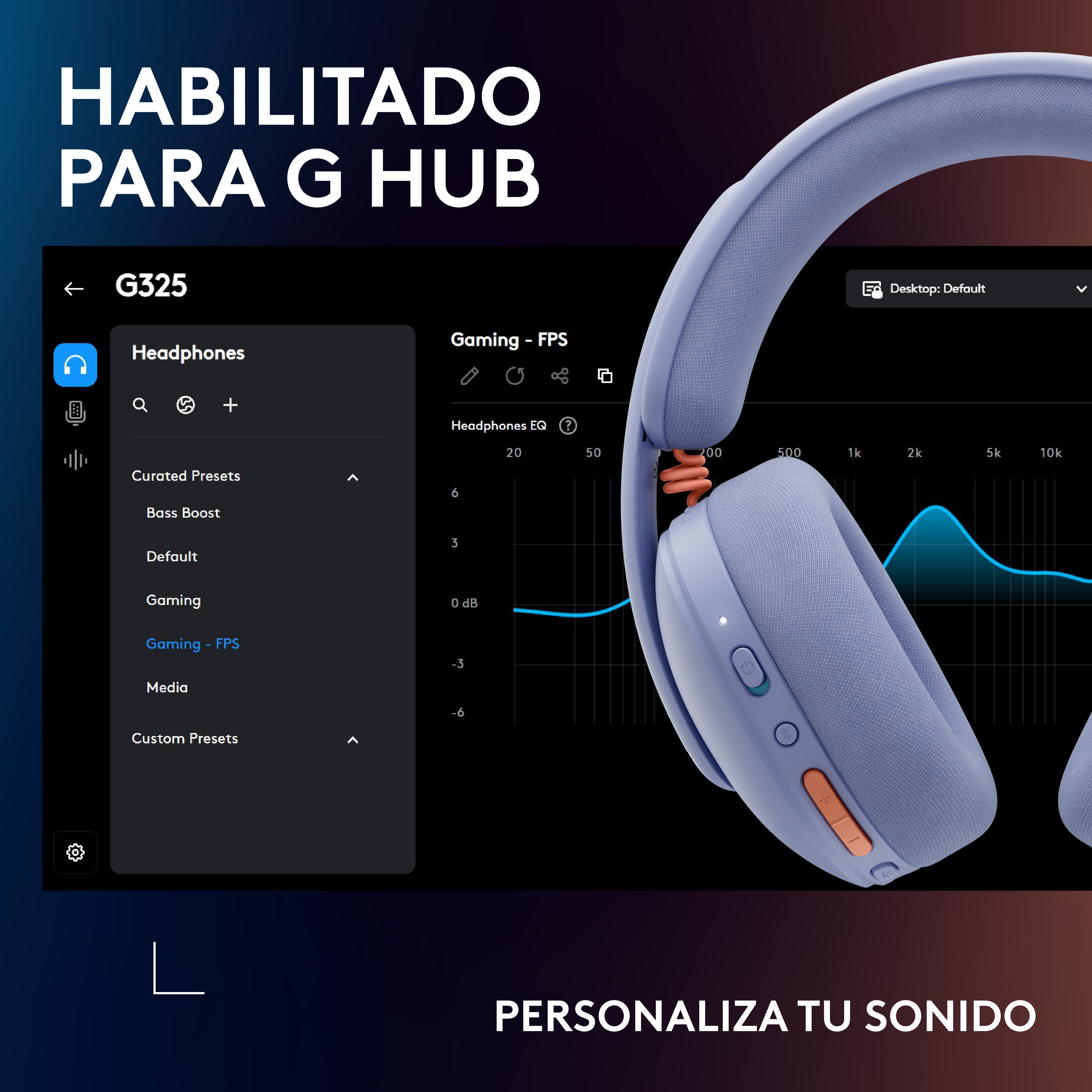 Audífonos con micrófono inalámbricos G325 LIGHTSPEED para juegos Lila - 9