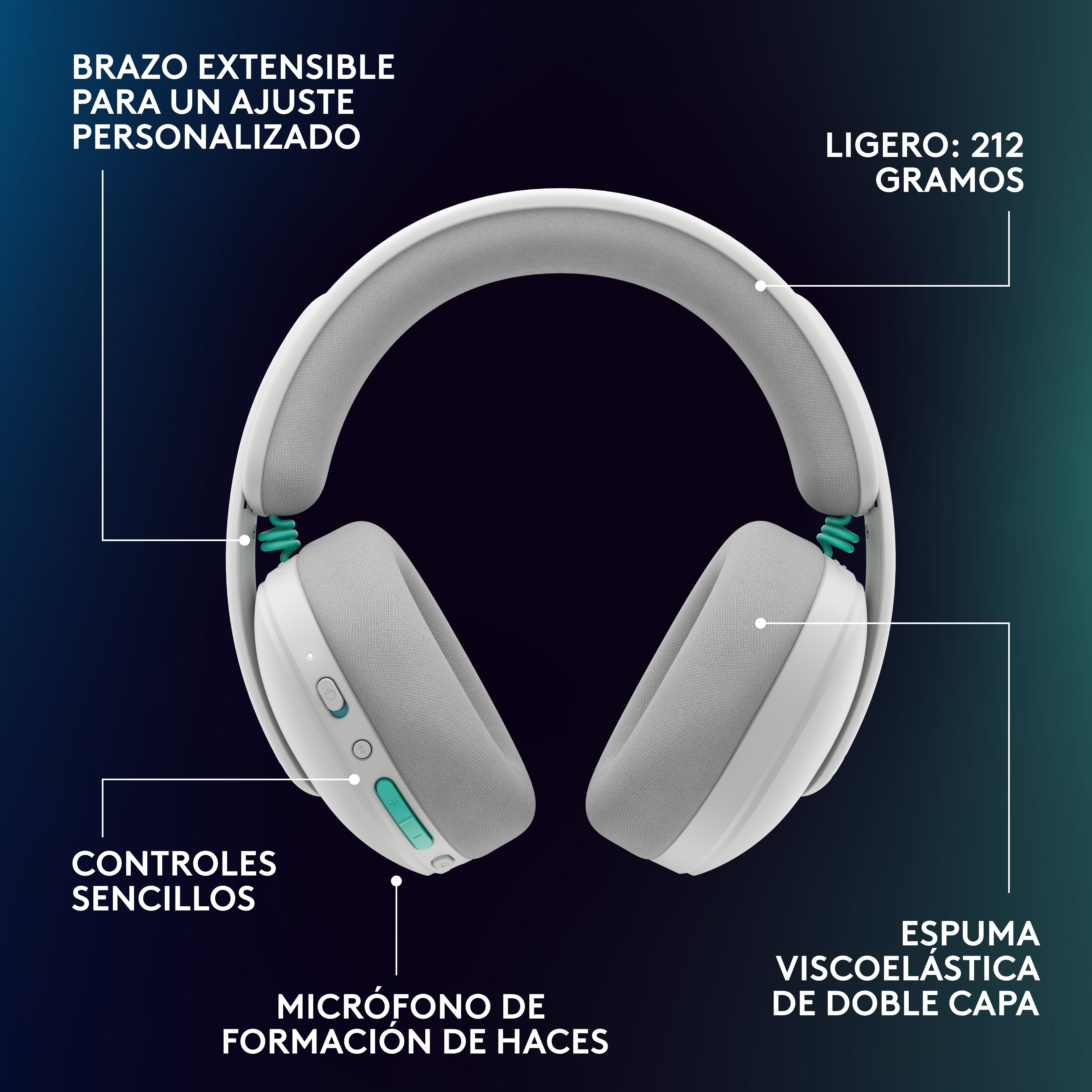 Audífonos con micrófono inalámbricos G325 LIGHTSPEED para juegos Blanco - 8