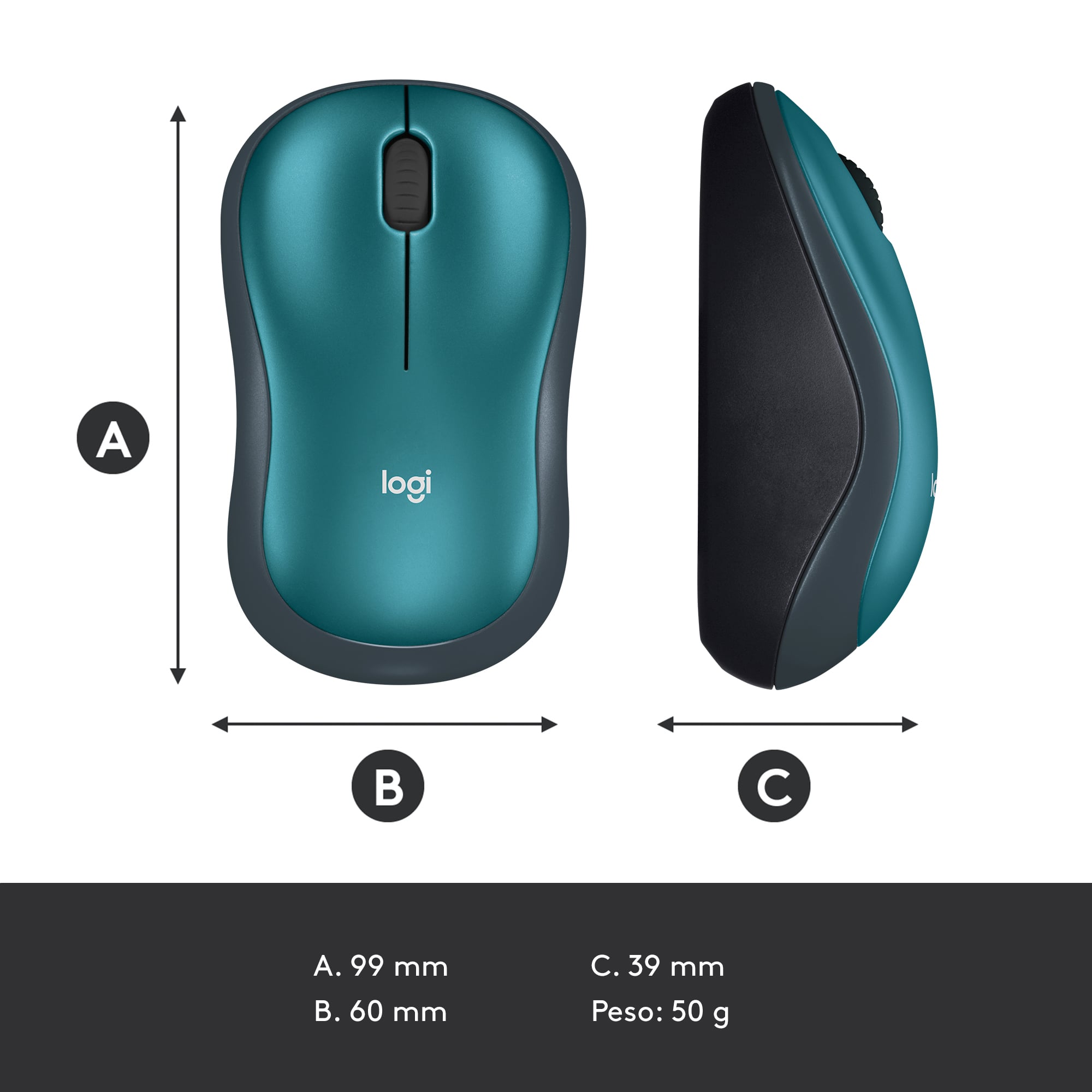 Mouse inalámbrico Logitech M185 Azul - 8