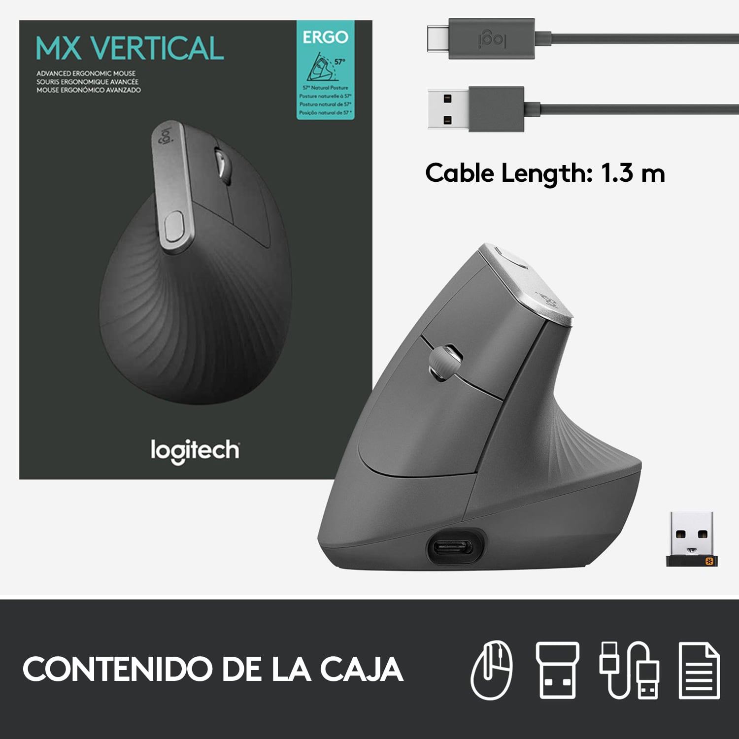 Mouse Ergo Logitech MX VERTICAL Negro - 9