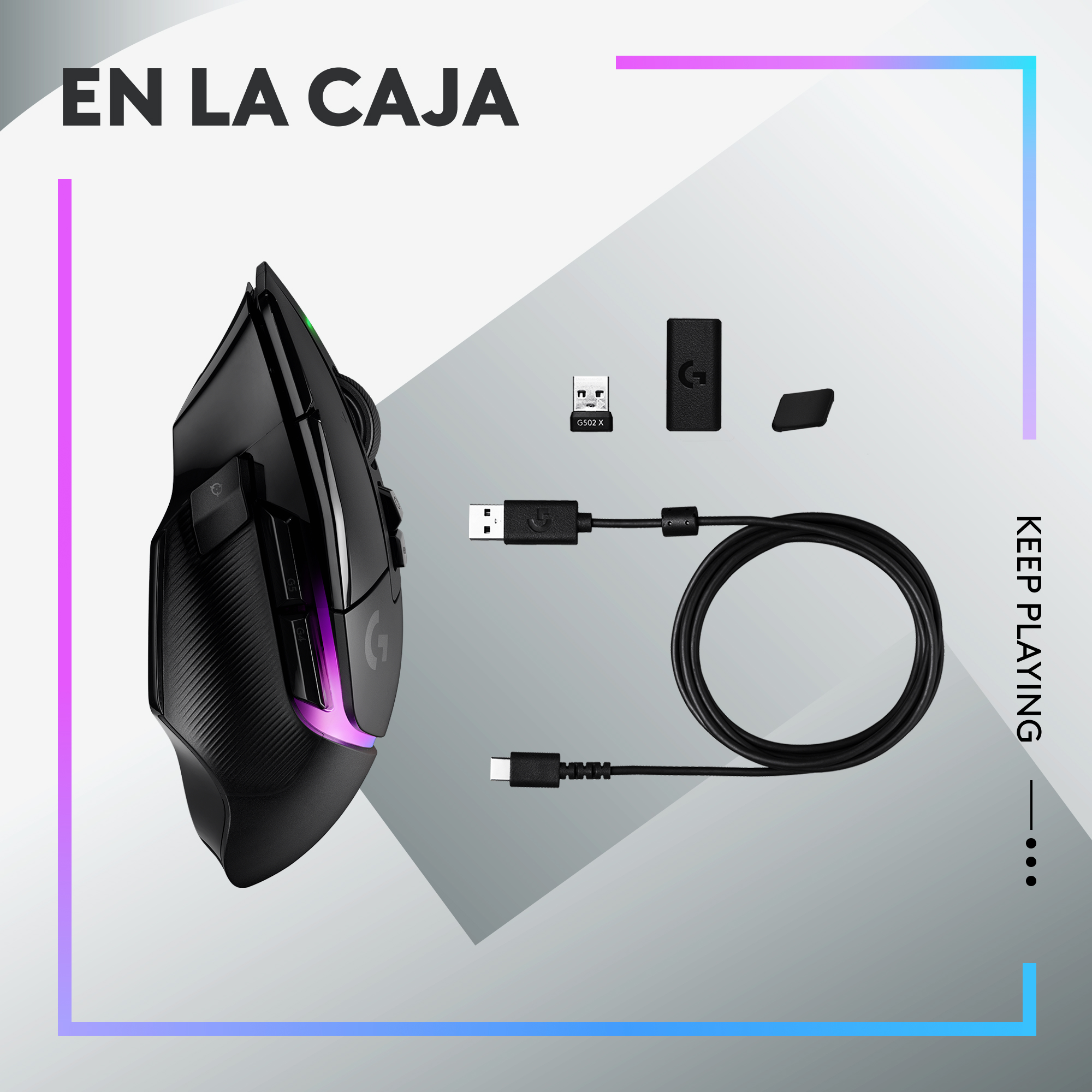 Mouse inalámbrico Logitech G502 X PLUS LIGHTSPEED RGB para juegos Negro - 8