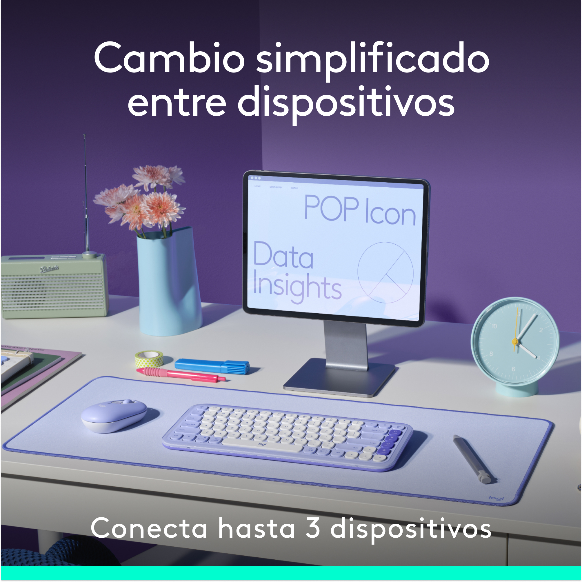 Combo teclado y mouse Logitech POP Icon Blanco - 8