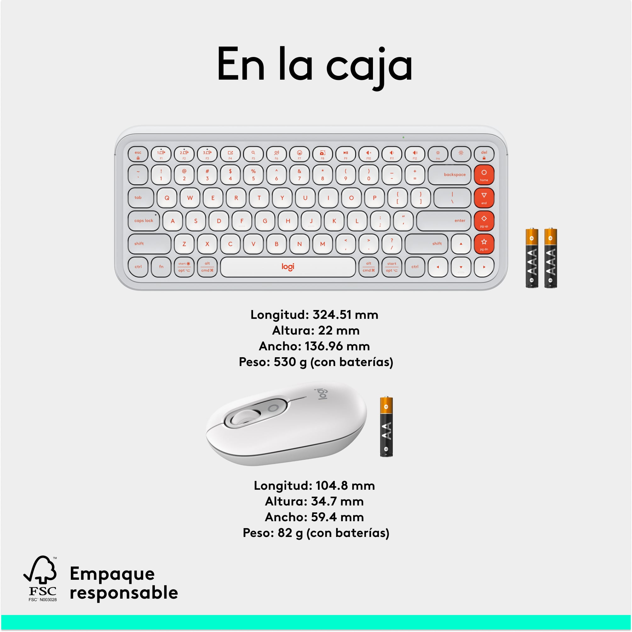 Combo teclado y mouse Logitech POP Icon Blanco - 9