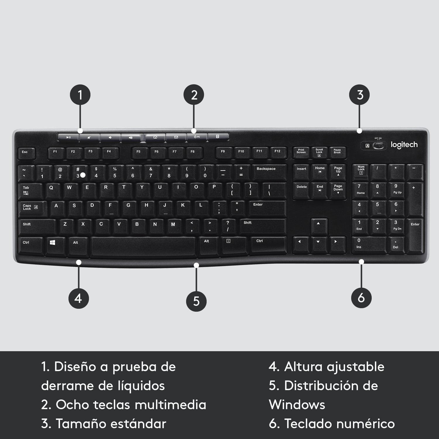 TECLADO INALÁMBRICO LOGITECH K270 NEGRO - 5