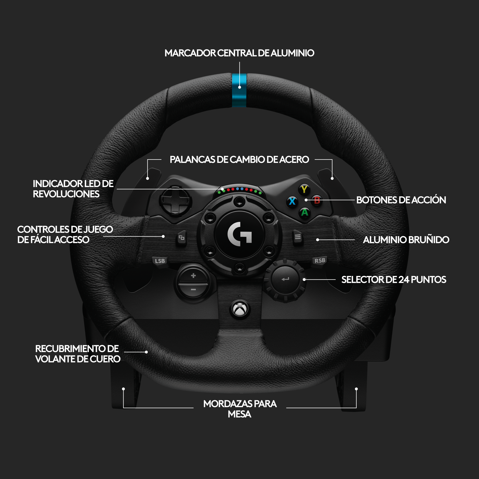 Volante de carreras y pedales G923 para Xbox Series XS, Xbox One y PC - 6