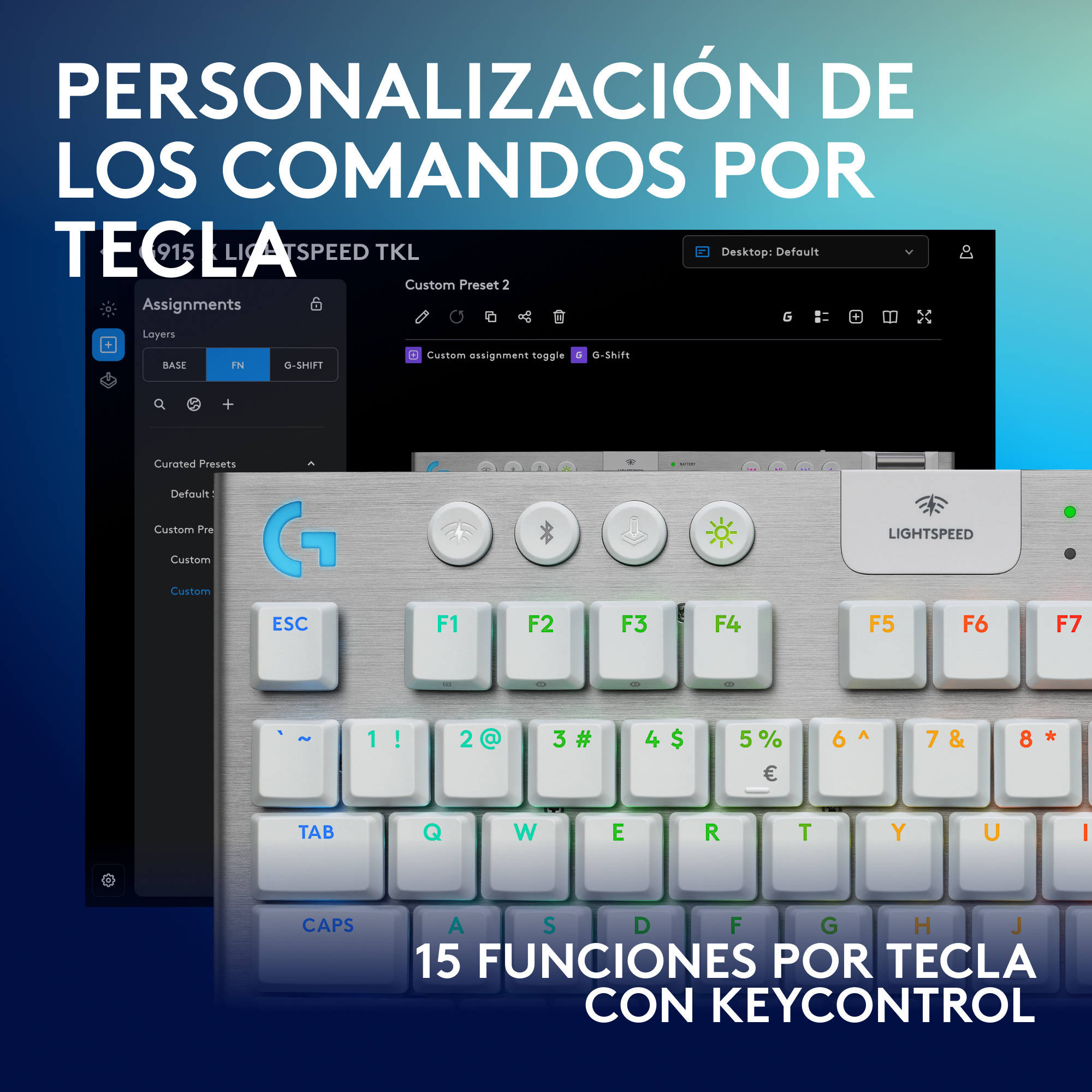Teclado inalámbrico Logitech G915 X LIGHTSPEED TKL para juegos Blanco - 3