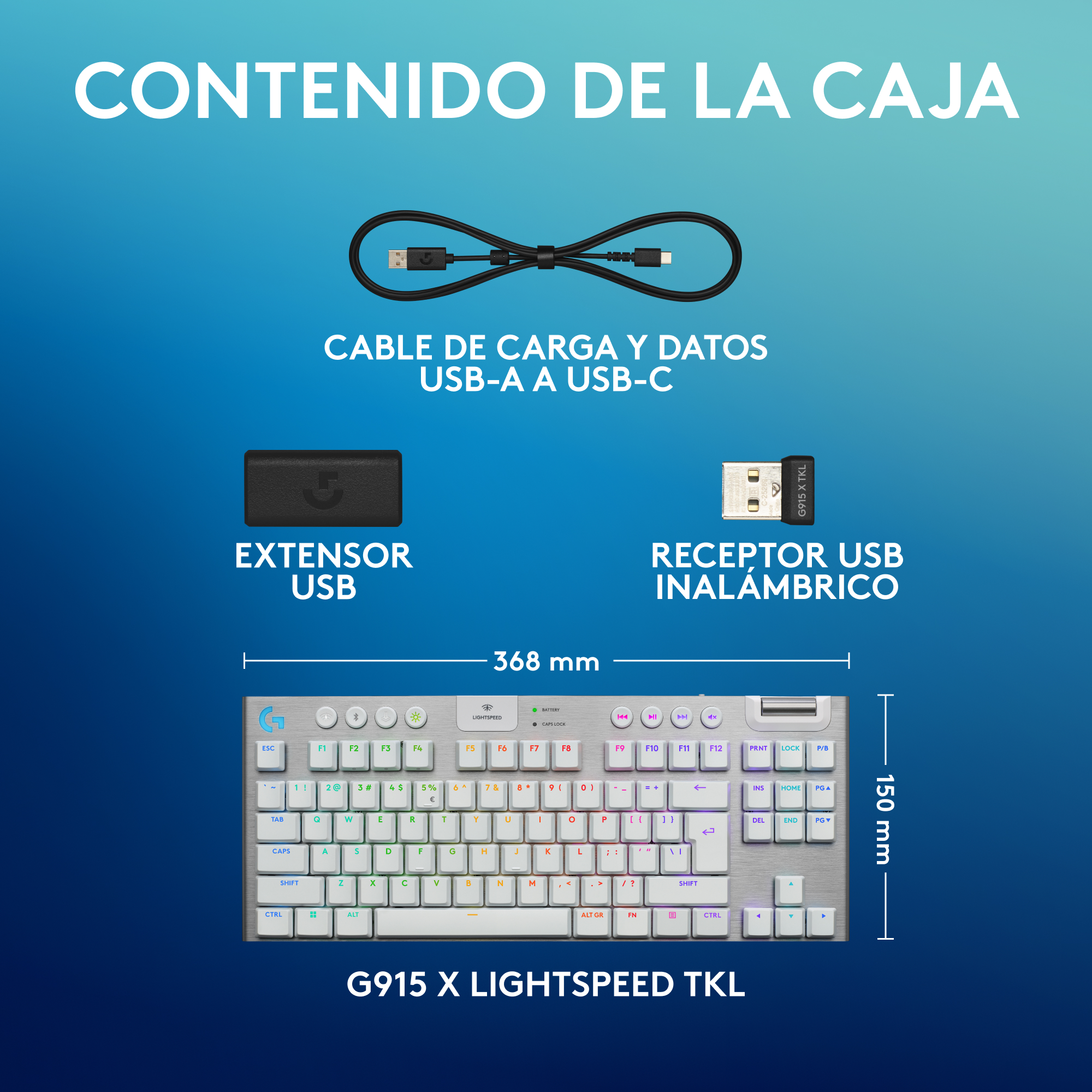 Teclado inalámbrico Logitech G915 X LIGHTSPEED TKL para juegos Blanco - 8