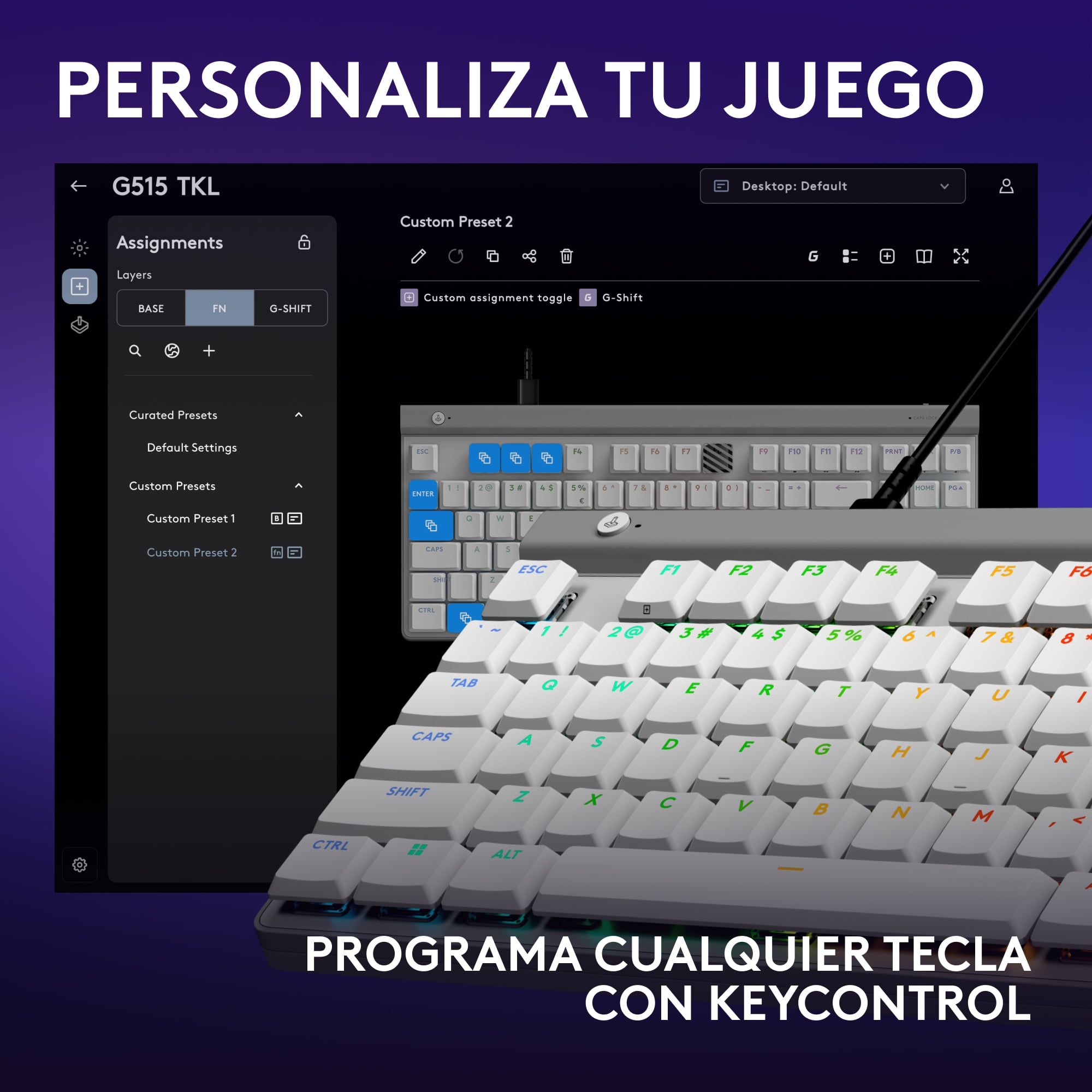 Teclado inalámbrico Logitech G515 TKL LIGHTSYNC RGB KEYCONTROL para juegos Blanco - 4