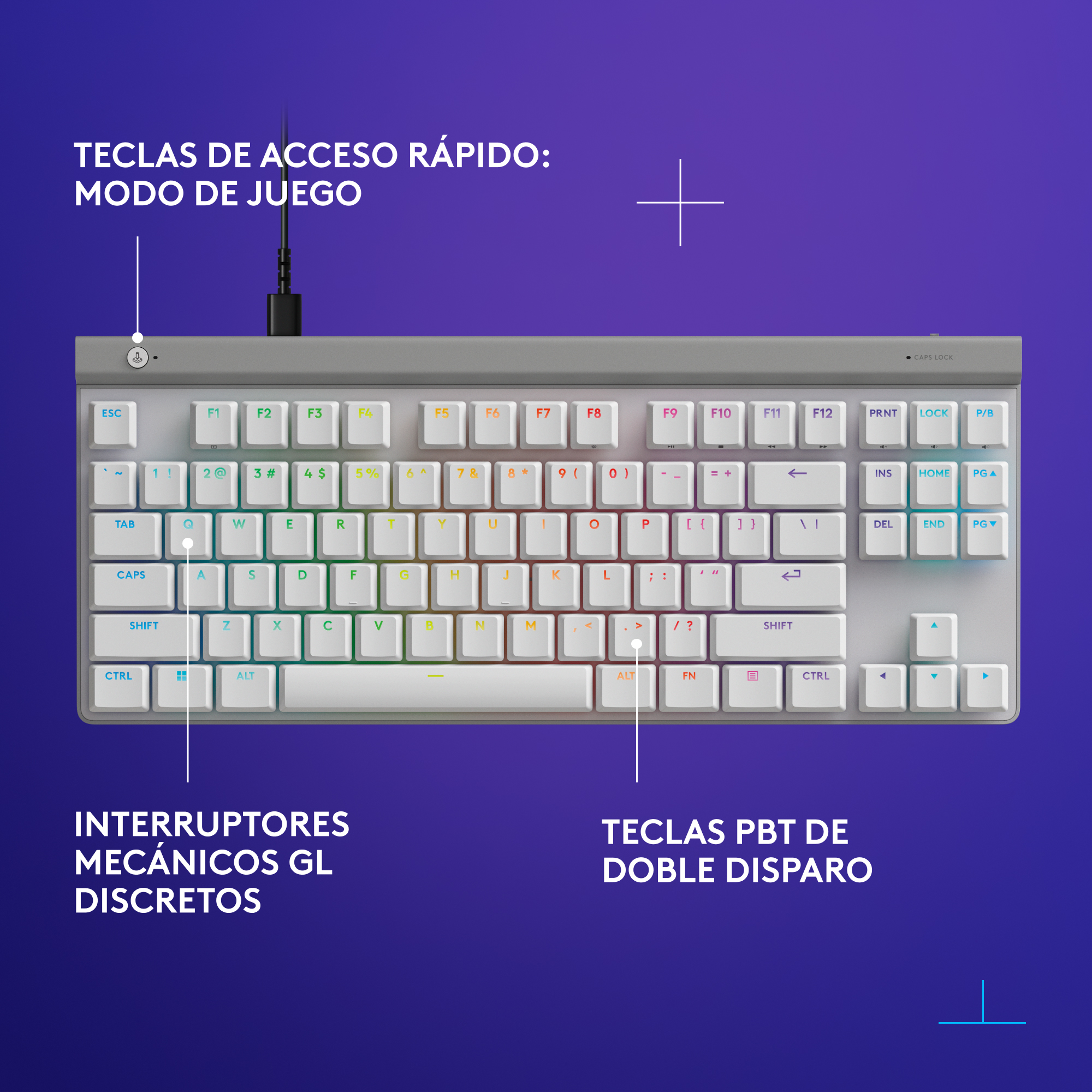 Teclado inalámbrico Logitech G515 TKL LIGHTSYNC RGB KEYCONTROL para juegos Blanco - 6