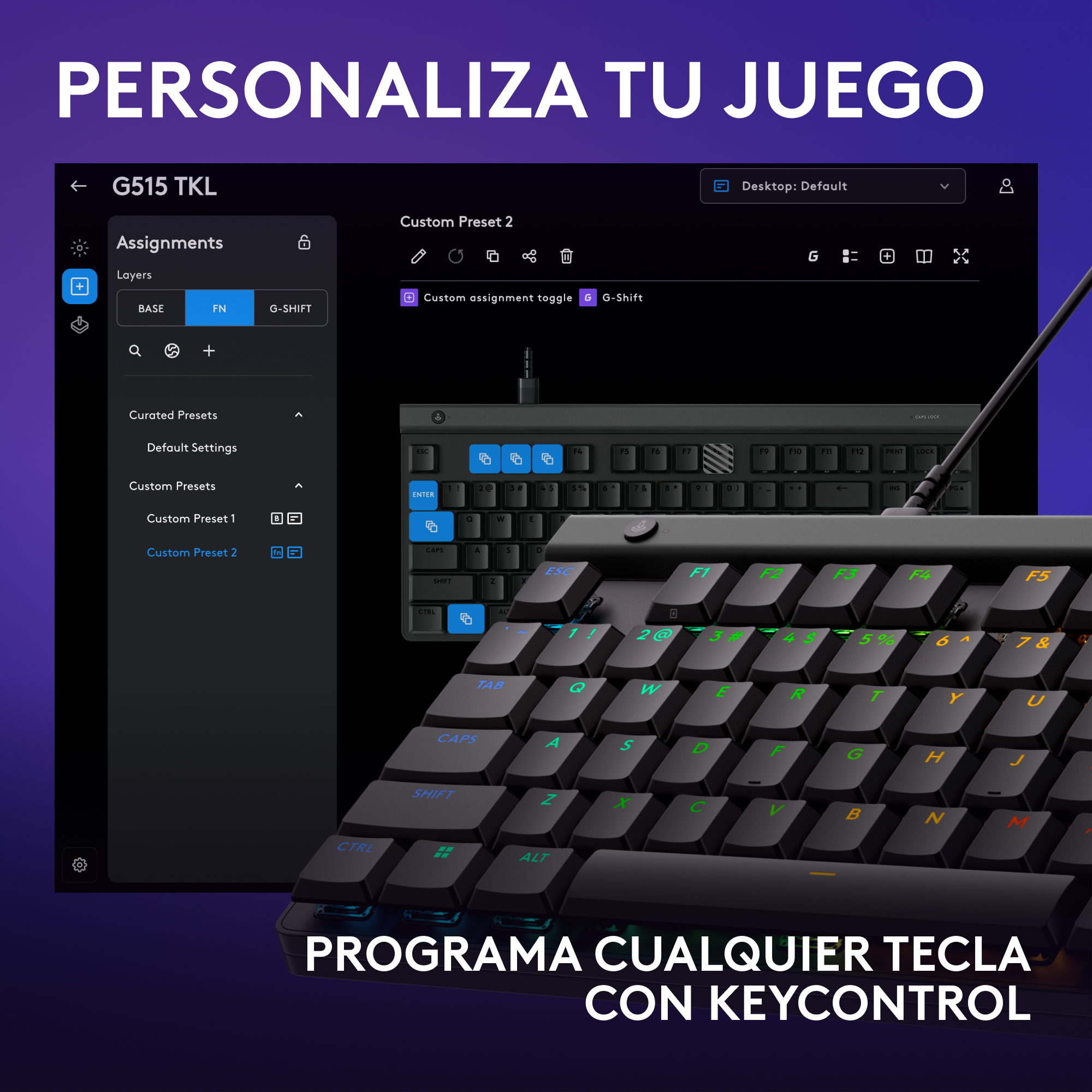 Teclado inalámbrico Logitech G515 TKL LIGHTSYNC RGB KEYCONTROL para juegos Negro - 4