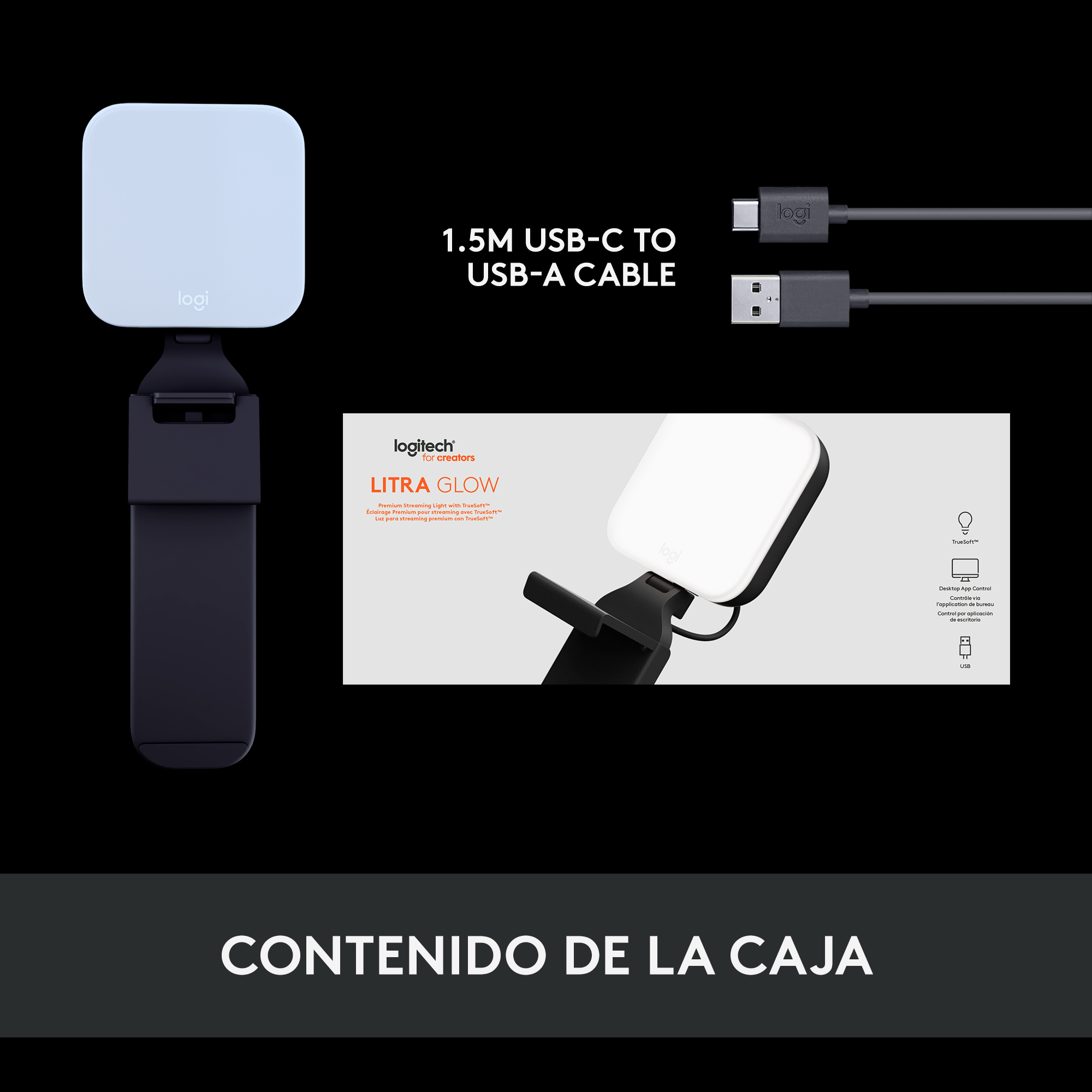 Luz para Streaming Logitech Litra Glow Premium LED - 7