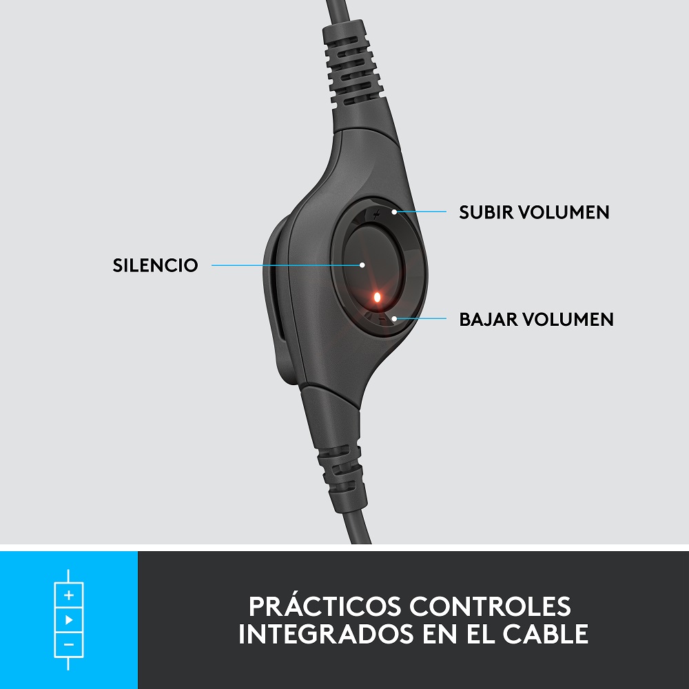 AUDÍFONOS CON MICRÓFONO Y CABLE H390 USB-C DE LOGITECH NEGRO - 4