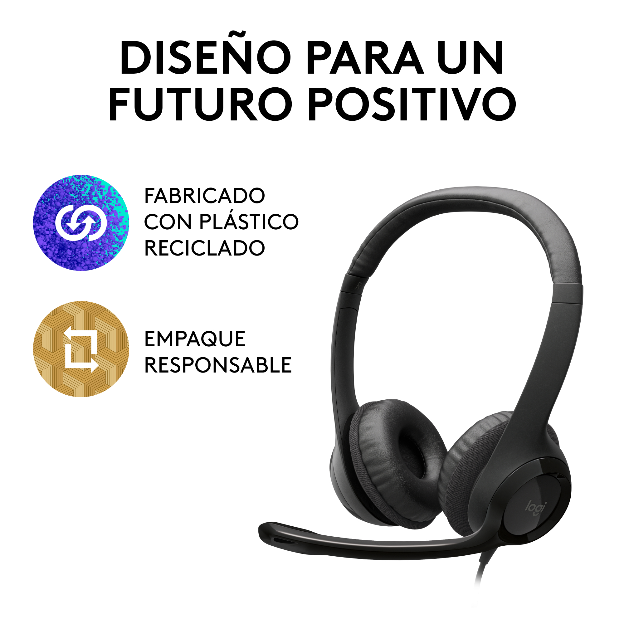 AUDÍFONOS CON MICRÓFONO Y CABLE H390 USB-C DE LOGITECH NEGRO - 7