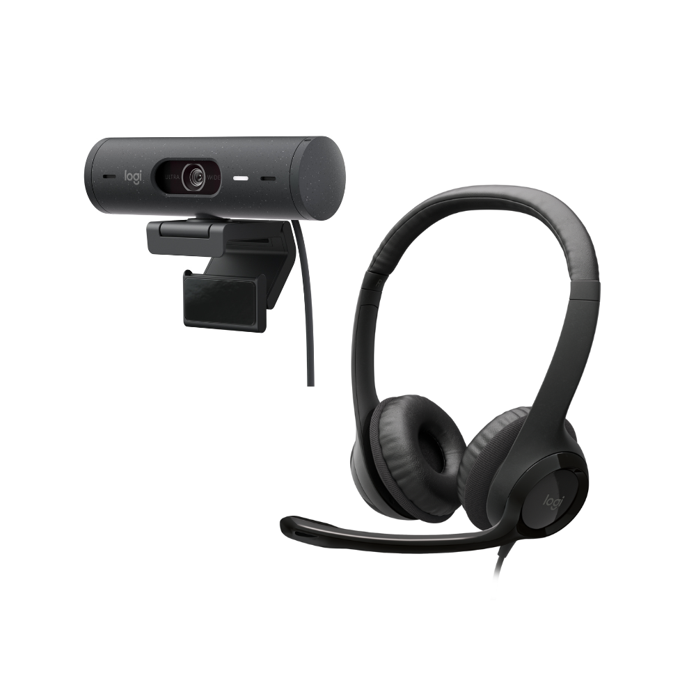 COMBO CÁMARA WEB LOGITECH BRIO 500 + AUDIFONO USB H390 NEGRO - 1