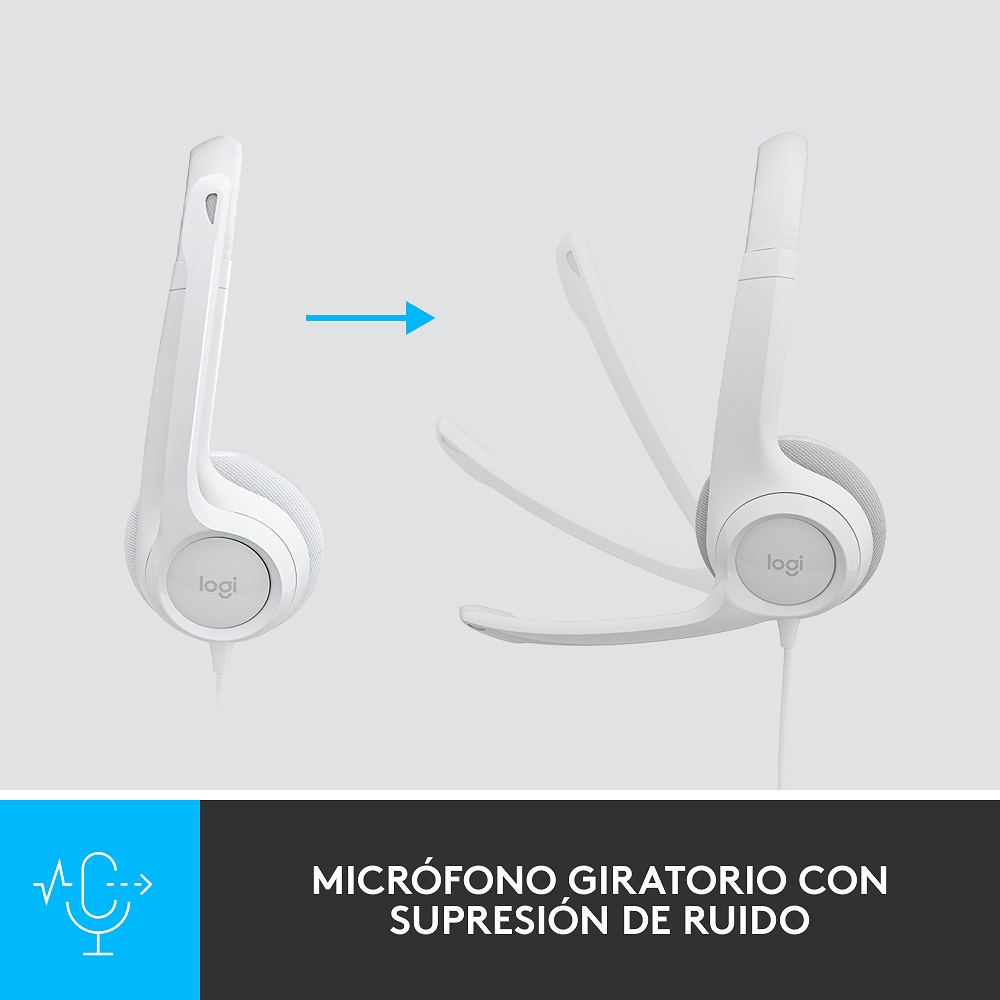 COMBO CÁMARA WEB LOGITECH BRIO 100 +AUDIFONO USB H390 BLANCO - 9