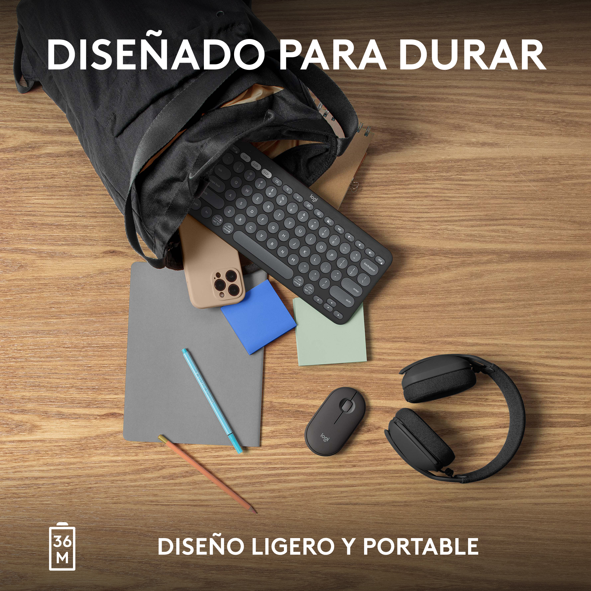 COMBO BT LOGITECH PEBBLE2:TECLADO K380S + MOUSE M350S NEGRO - 6