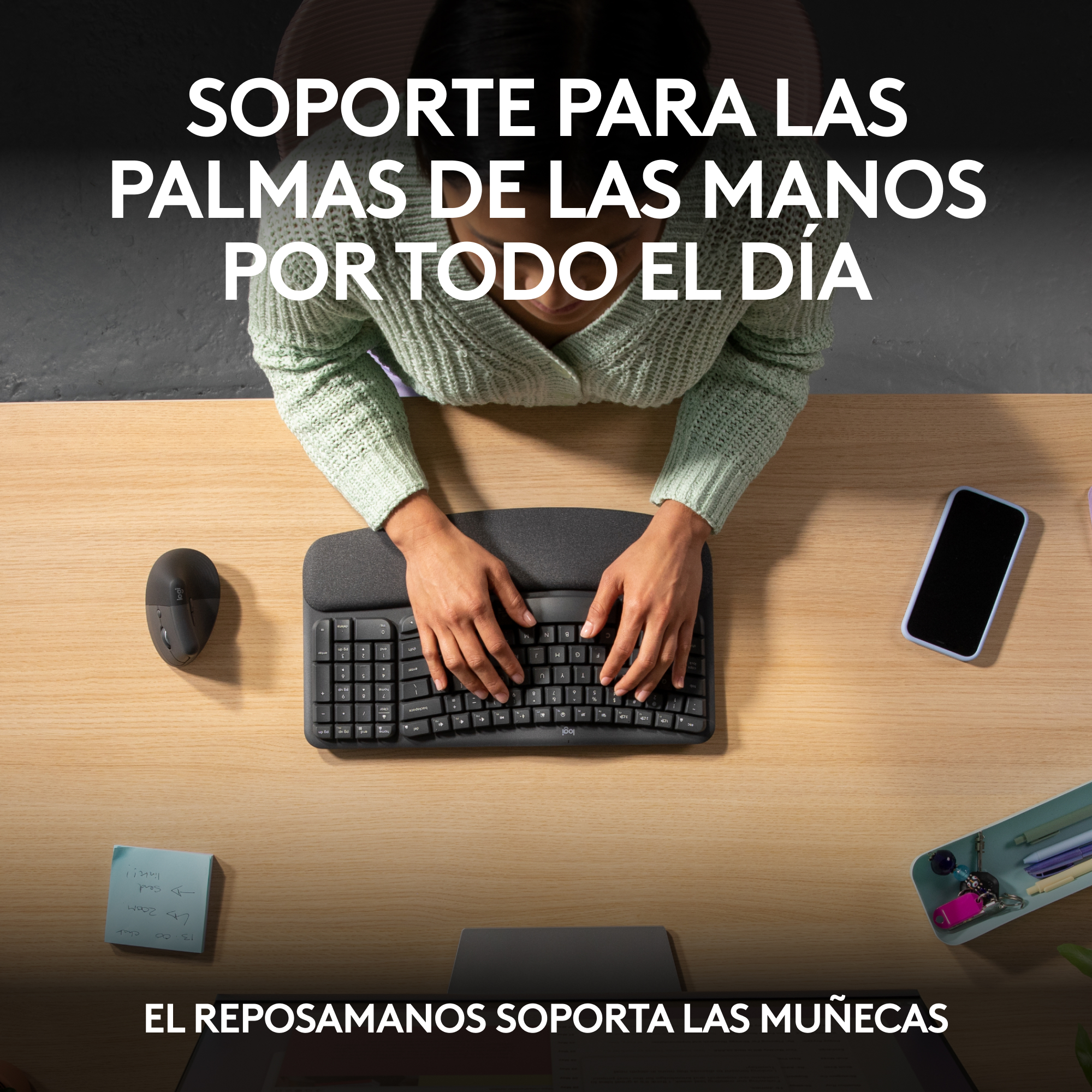 COMBO LOGITECH ERGONÓMICO TECLADO WAVE + MOUSE LIFT NEGRO - 3