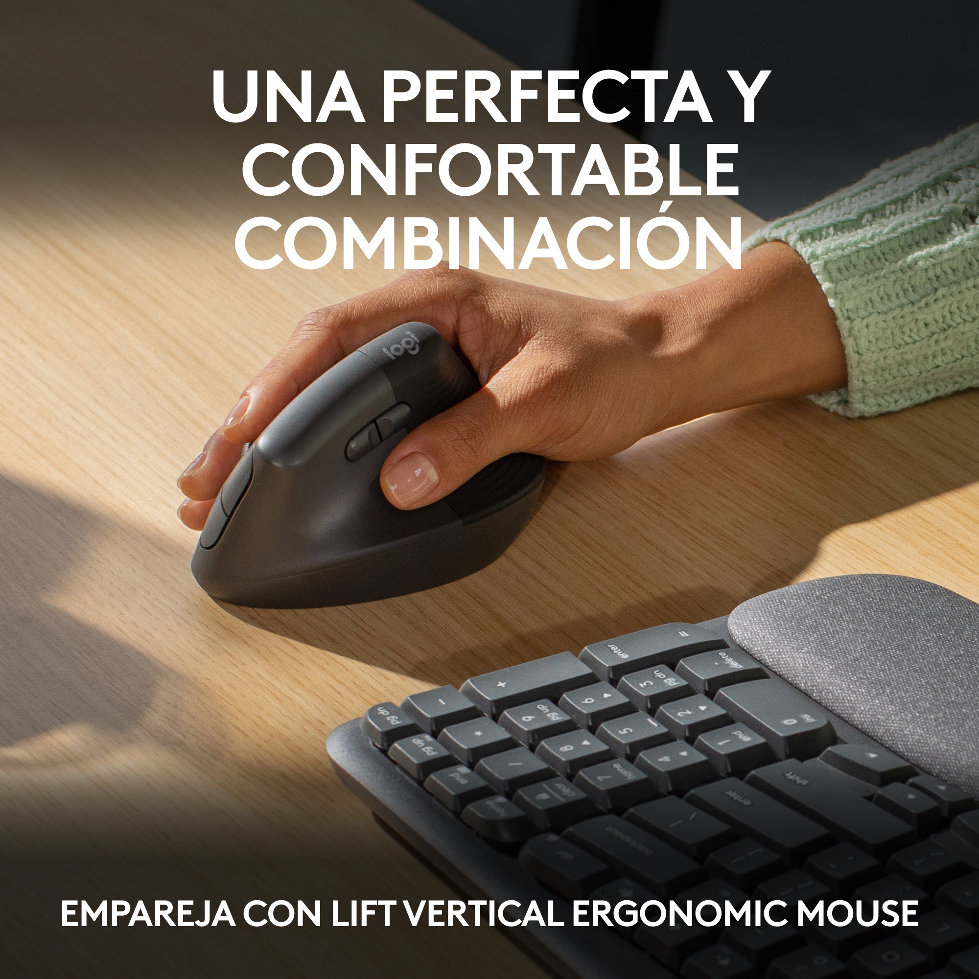 COMBO LOGITECH ERGONÓMICO TECLADO WAVE + MOUSE LIFT NEGRO - 6