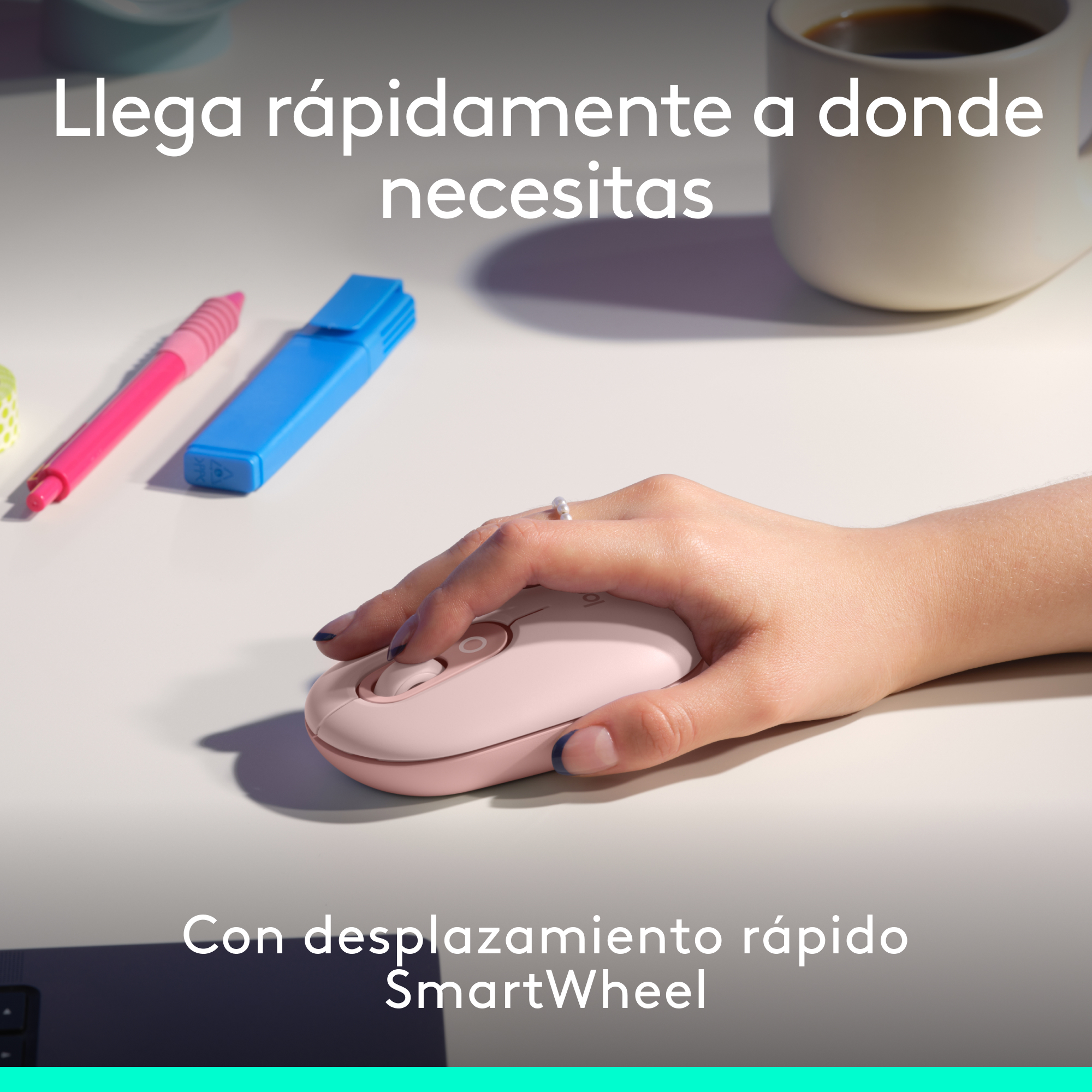 COMBO BLUETOOTH LOGITECH POP ICON + DESK MAT STUDIO ROSADO - 6
