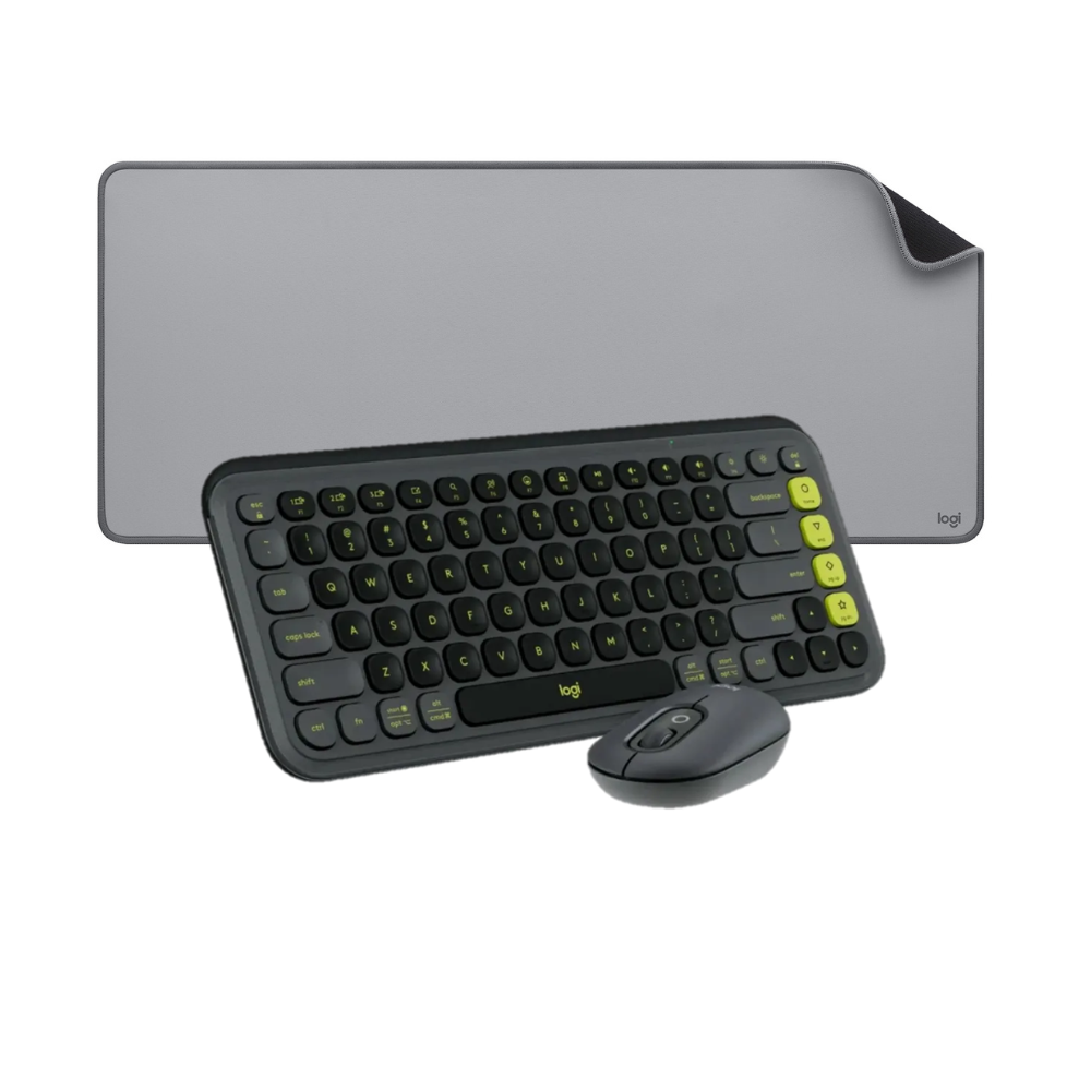 COMBO BLUETOOTH LOGITECH POP ICON + DESK MAT STUDIO NEGRO - 1