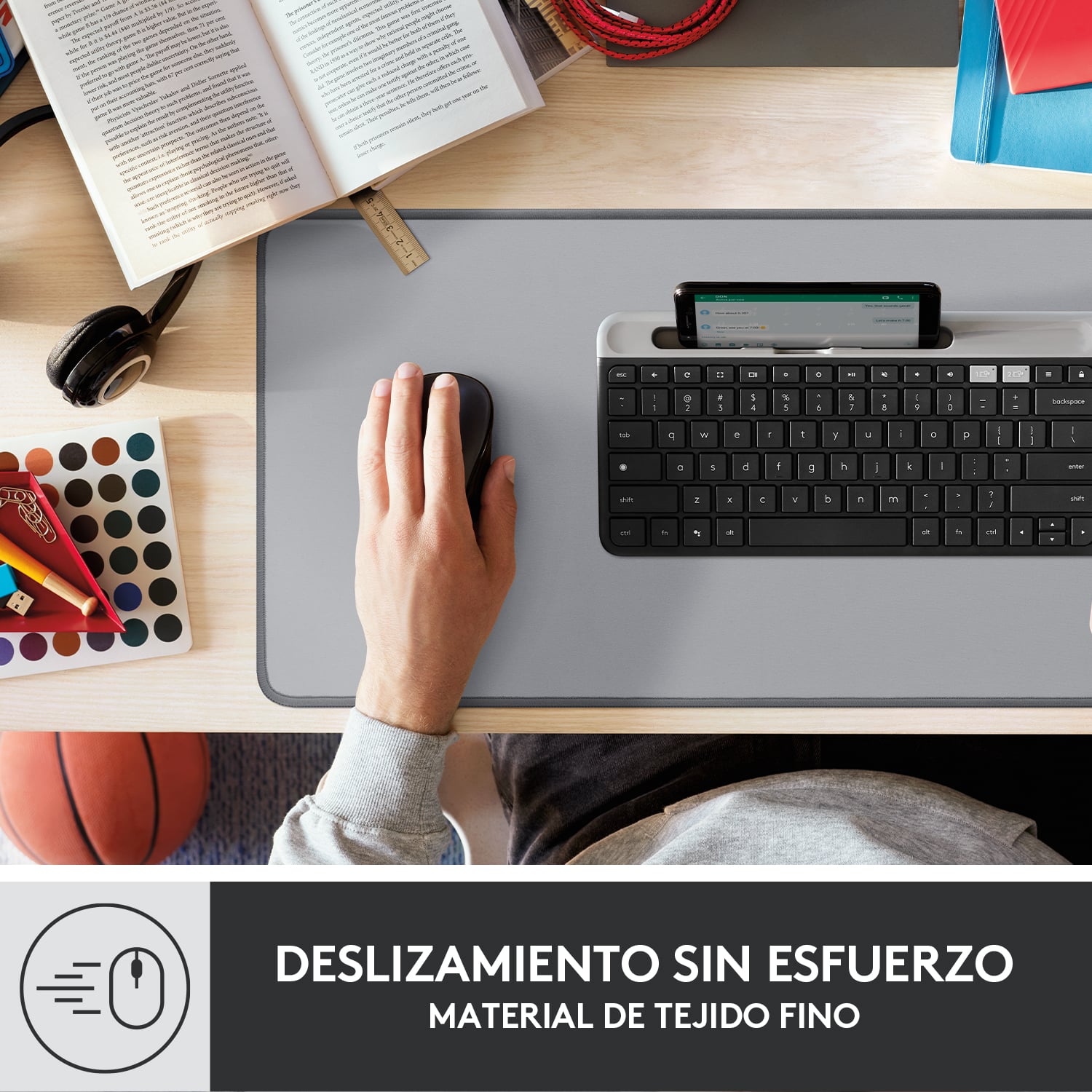 COMBO BLUETOOTH LOGITECH POP ICON + DESK MAT STUDIO NEGRO - 4