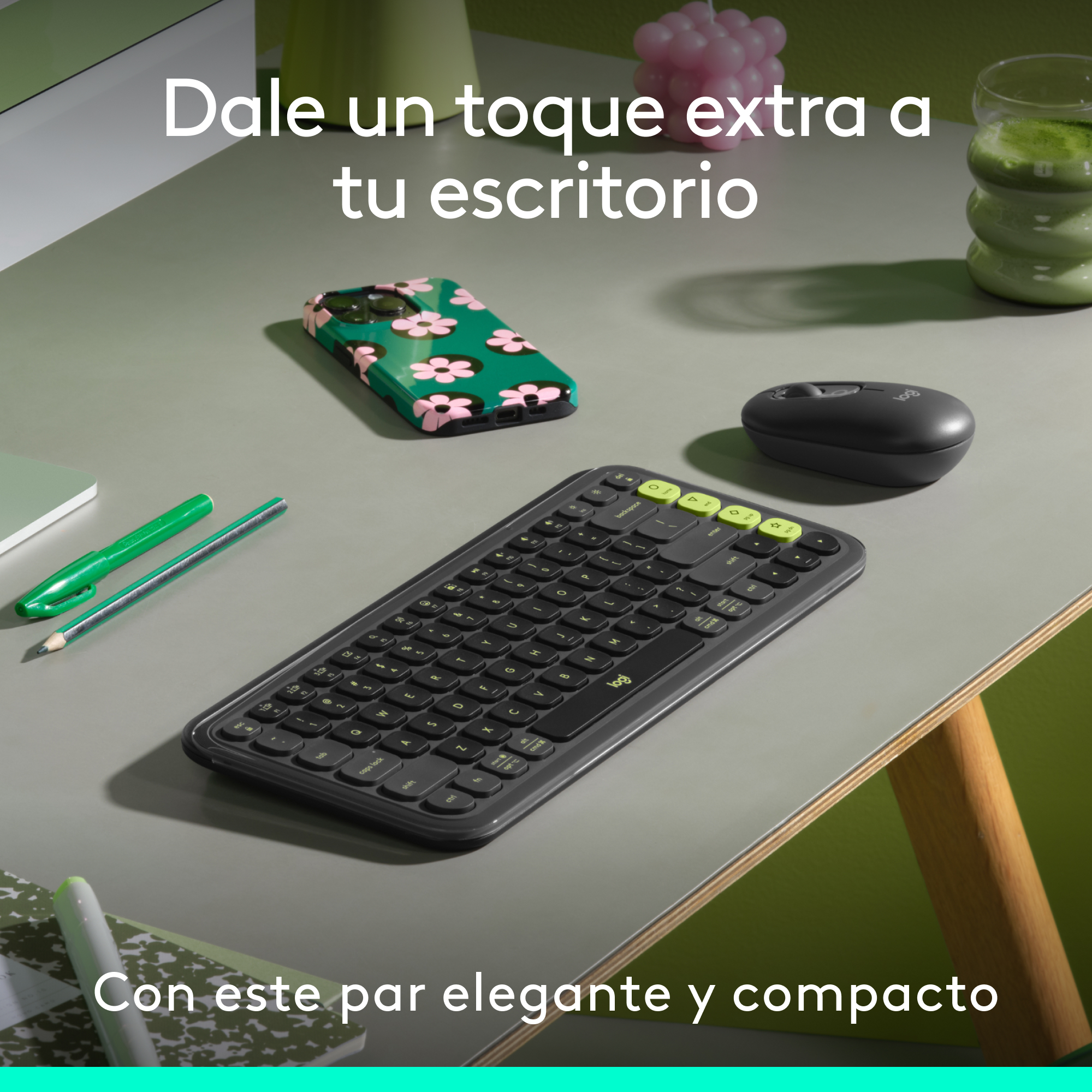 COMBO BLUETOOTH LOGITECH POP ICON + DESK MAT STUDIO NEGRO - 7