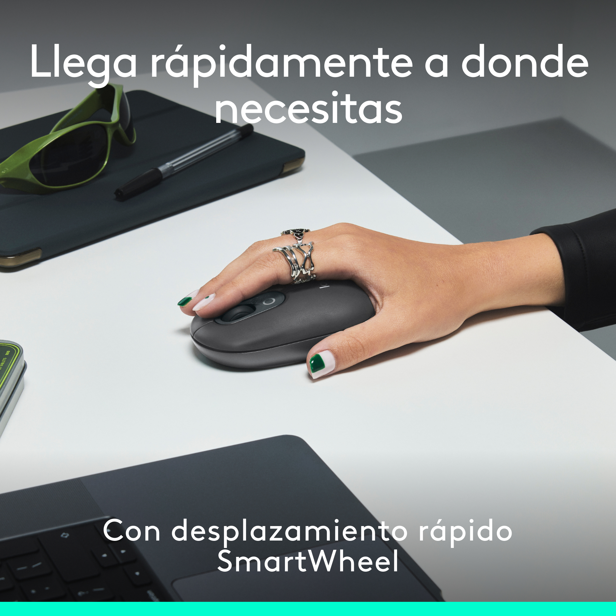 COMBO BLUETOOTH LOGITECH POP ICON + DESK MAT STUDIO NEGRO - 9