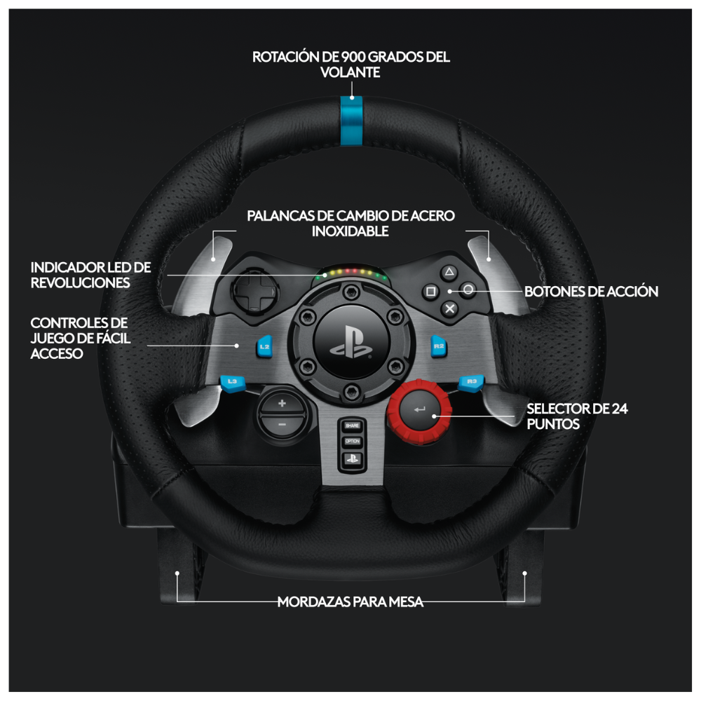 VOLANTE TIMÓN CON PEDALES G29+ PALANCA LOGITECH PC,PS5PS4PS3 - 5