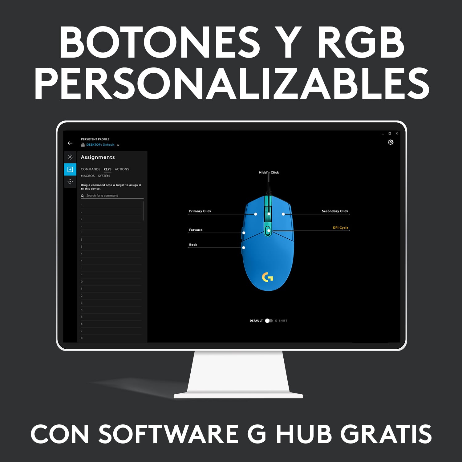 MOUSE LOGITECH G203 LIGHTSYNC PARA GAMING AZUL - 8