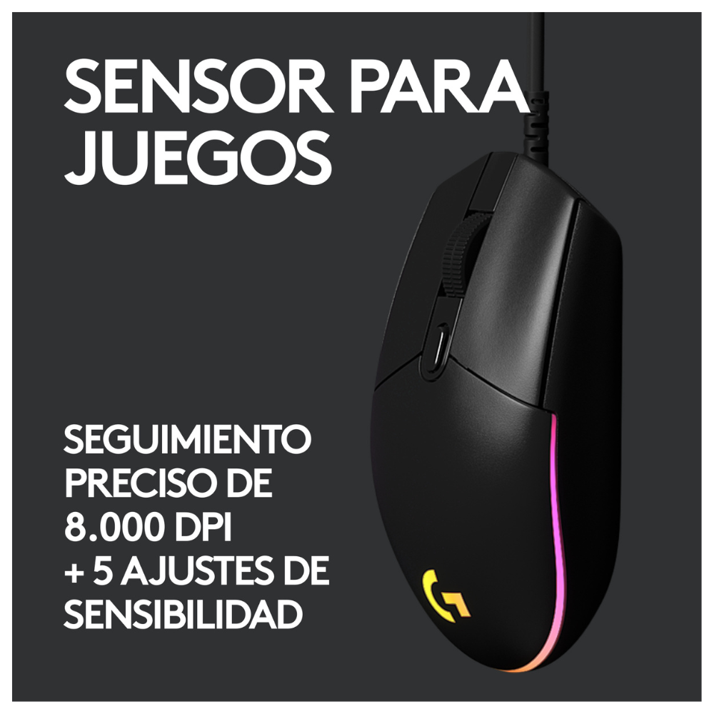 MOUSE LOGITECH G203 LIGHTSYNC PARA GAMING NEGRO - 2