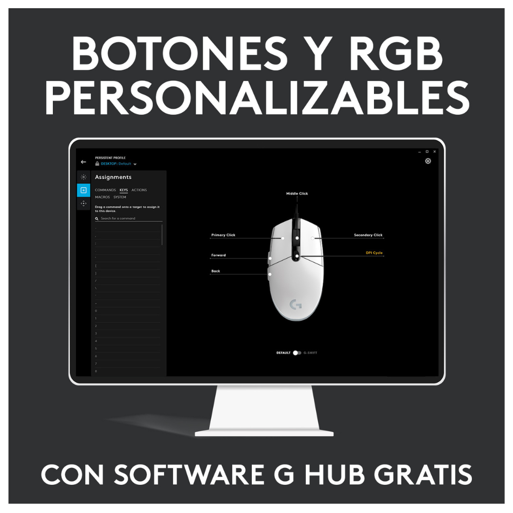 MOUSE LOGITECH G203 LIGHTSYNC PARA GAMING NEGRO - 8