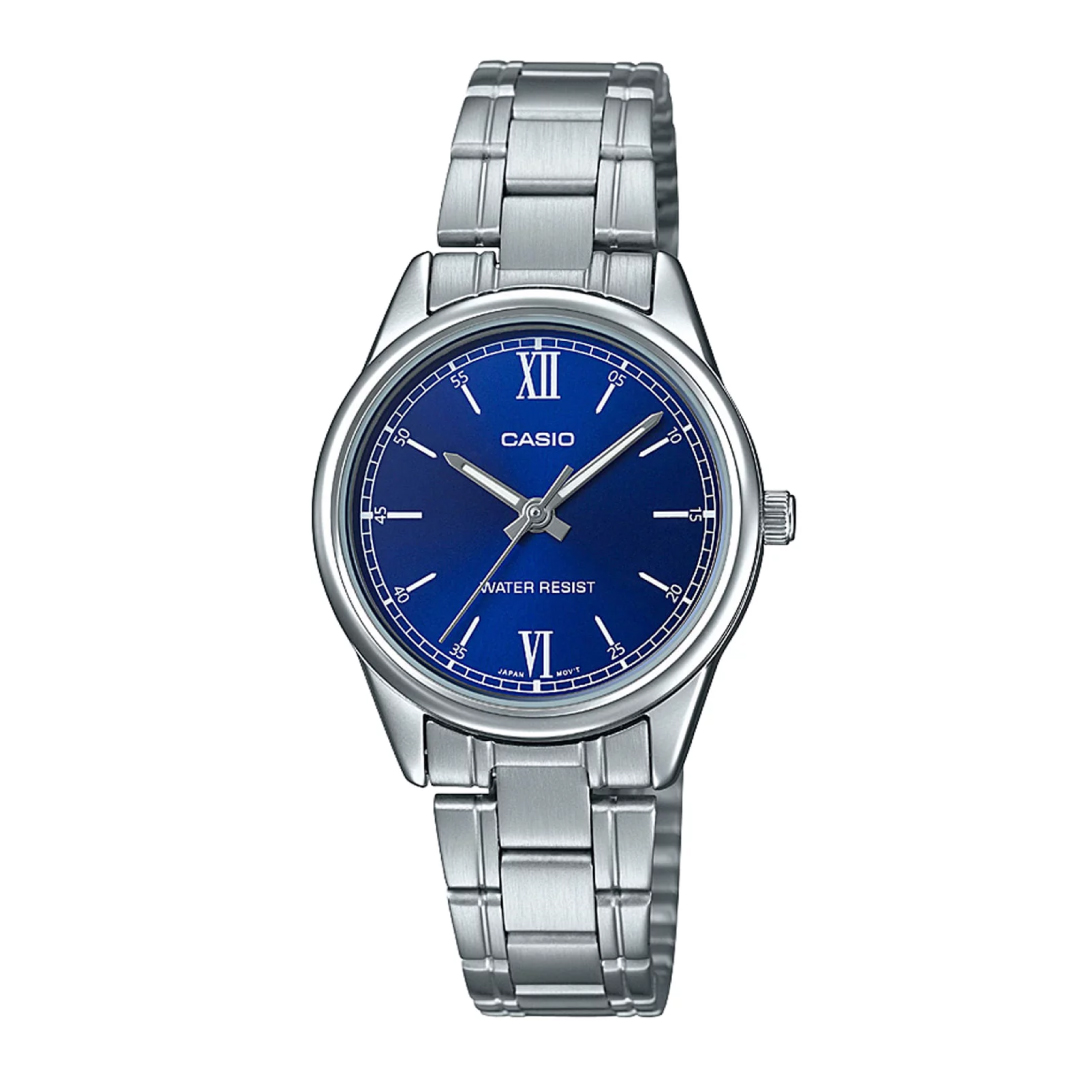 RELOJ CASIO MUJER ANÁLOGO PLATEADO FONDO AZUL LTP-V005D-2B2 - 1
