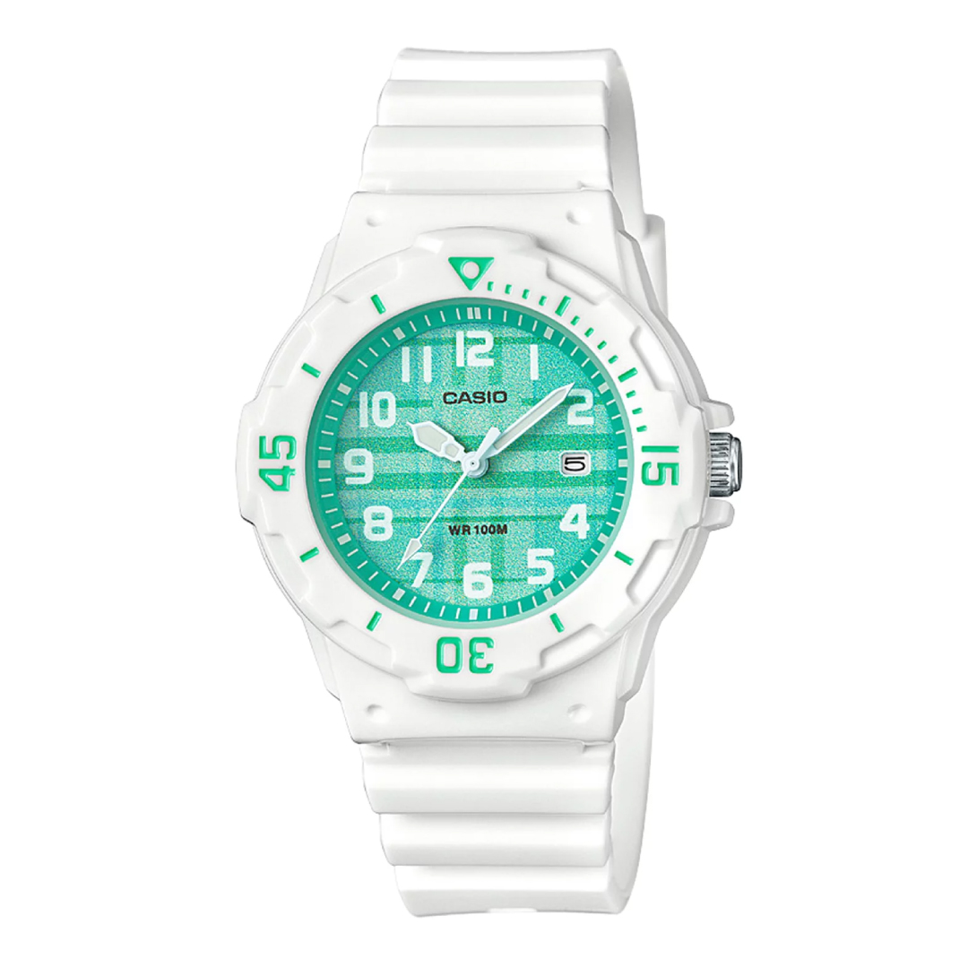 RELOJ CASIO MUJER ANÁLOGO BLANCO VERDE LRW-200H-3CVDF - 1