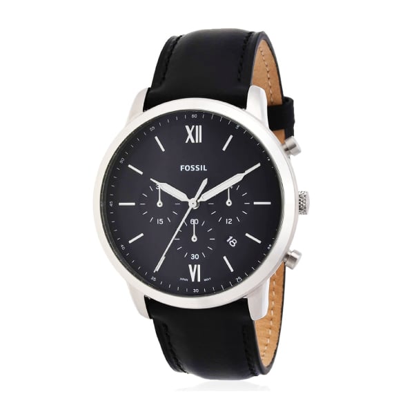 RELOJ FOSSIL HOMBRE ANÁLOGO PLATEADO NEGRO FS5452 ACERO CUERO - 1