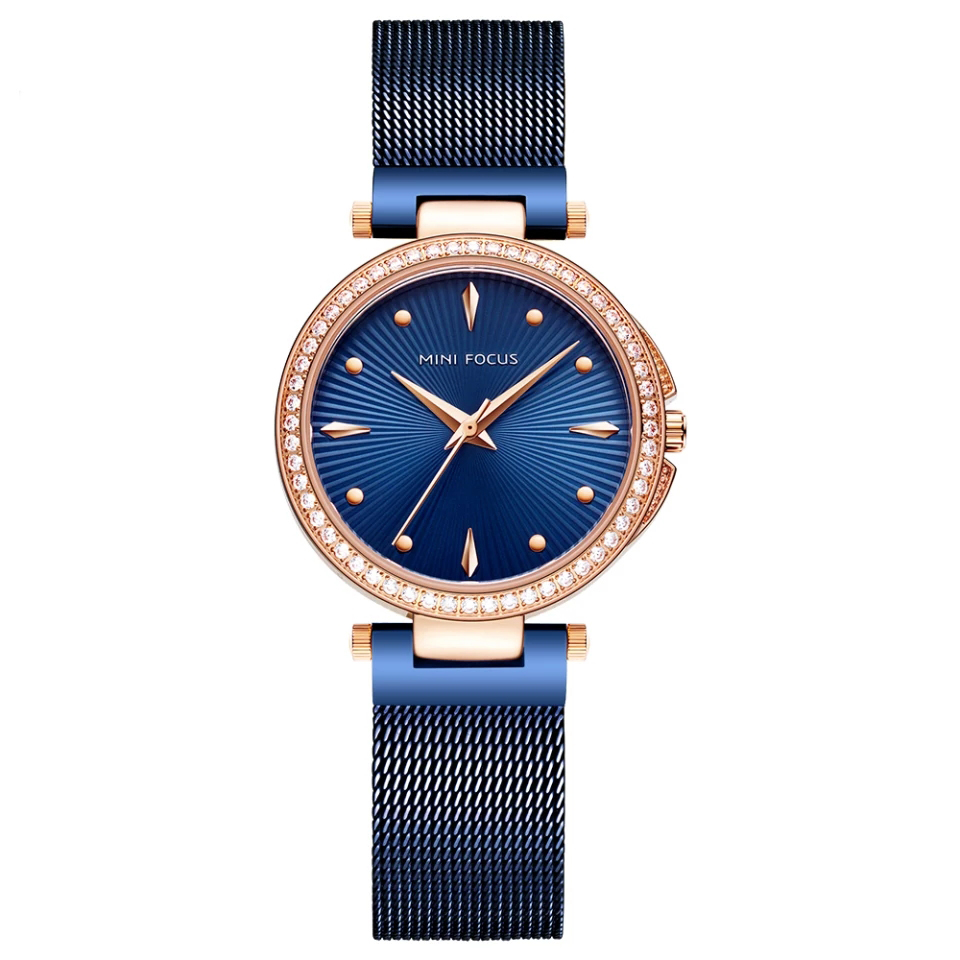 RELOJ MINI FOCUS MUJER ANÁLOGO ORO ROSA AZUL MIN-M-19 ACERO - 1