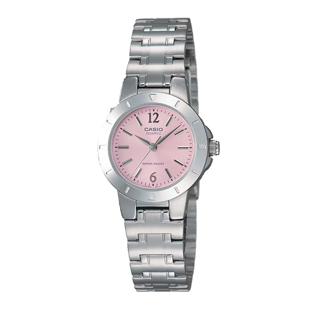 RELOJ CASIO MUJER ANÁLOGO LTP-1177A-4A1DF PLATEADO ROSADO ACERO - 1