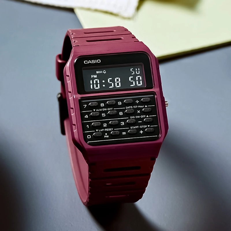 RELOJ CASIO CALCULADORA CA-53WF-4BDF HOMBRE RESINA ROJO - 2